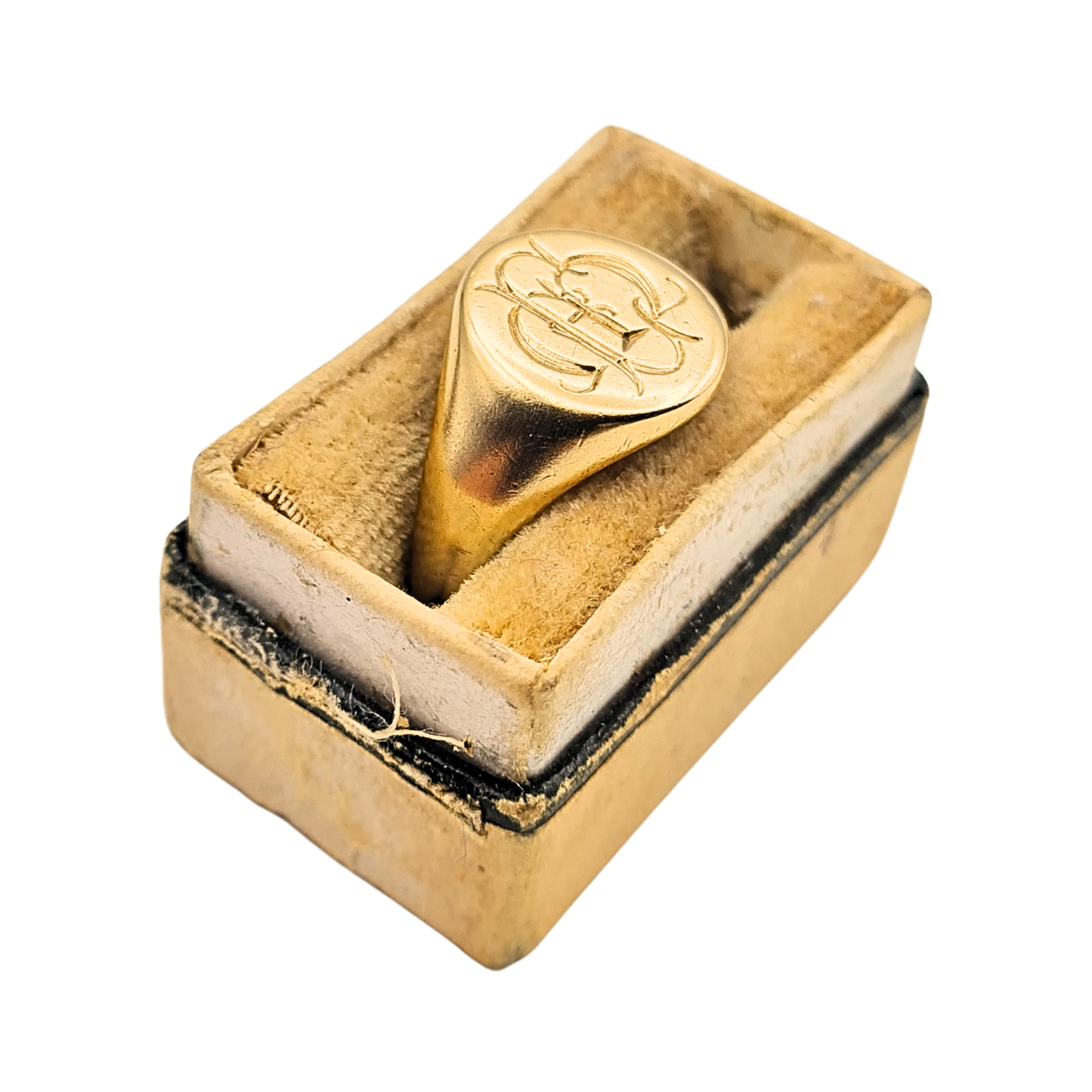 Solid 9ct Gold Signet Ring Birmingham 1969 Engraved Initial UK I¼ US 4.5