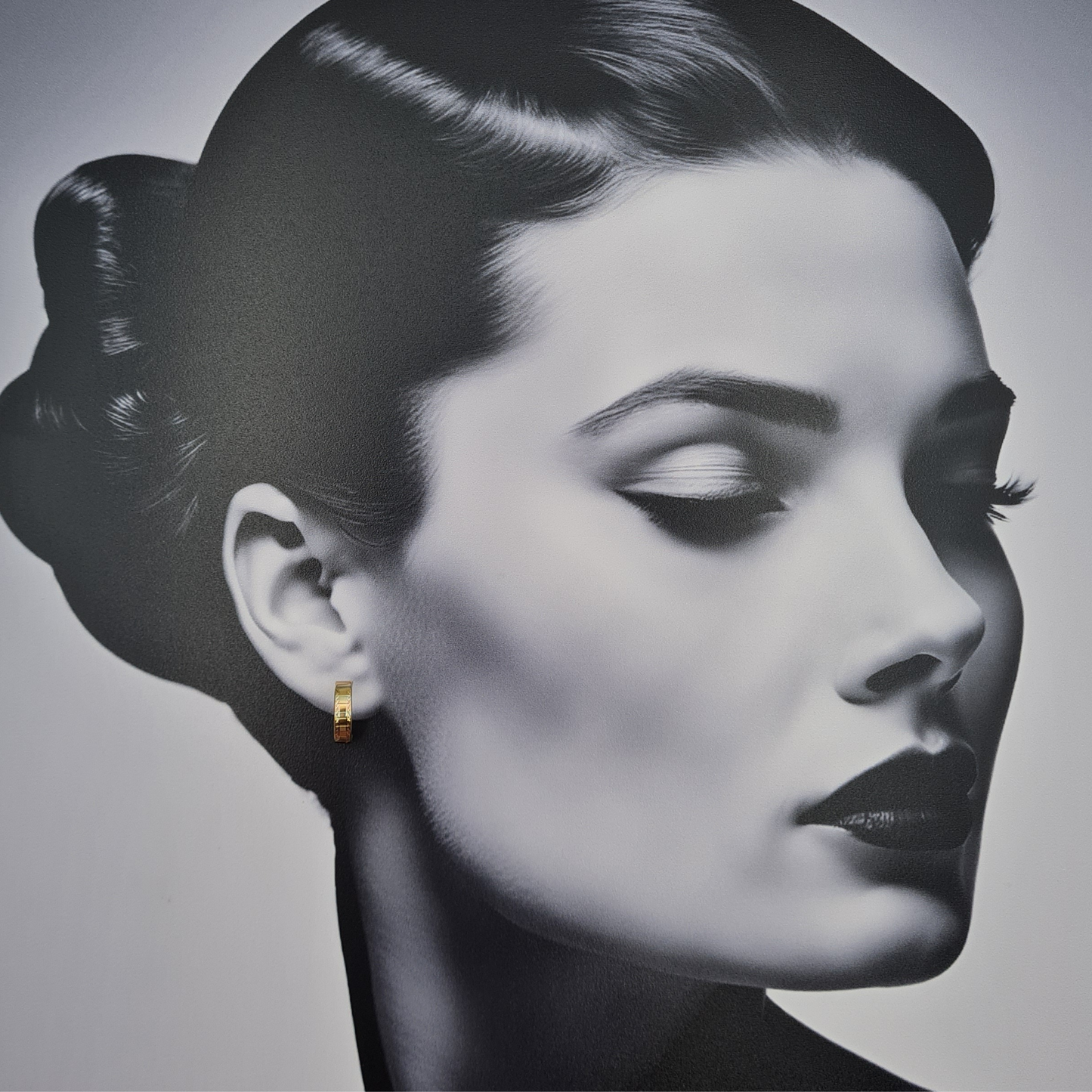 9ct Gold Two Tone Half Hoops, 15mm x 4mm, 0.75g, Engraved