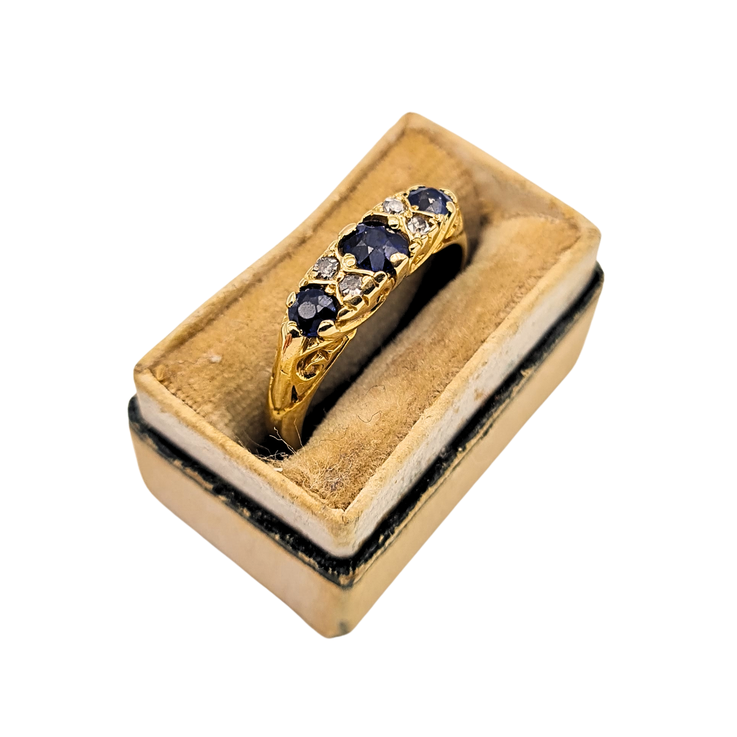 Antique 18ct Gold Sapphire Diamond Ring 1922 Hallmarked Size K 1/2