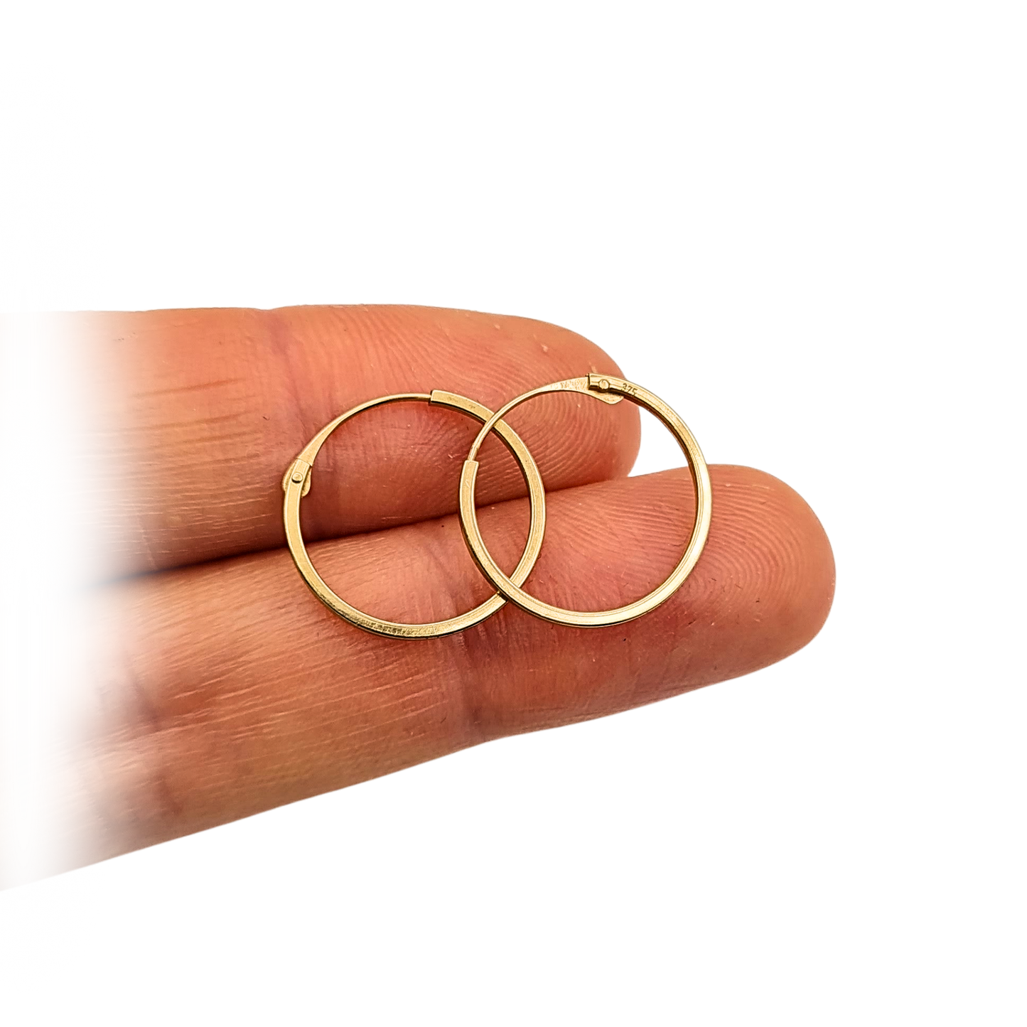 9ct Gold Sleeper Hoops, 15mm Small Hinged Earrings