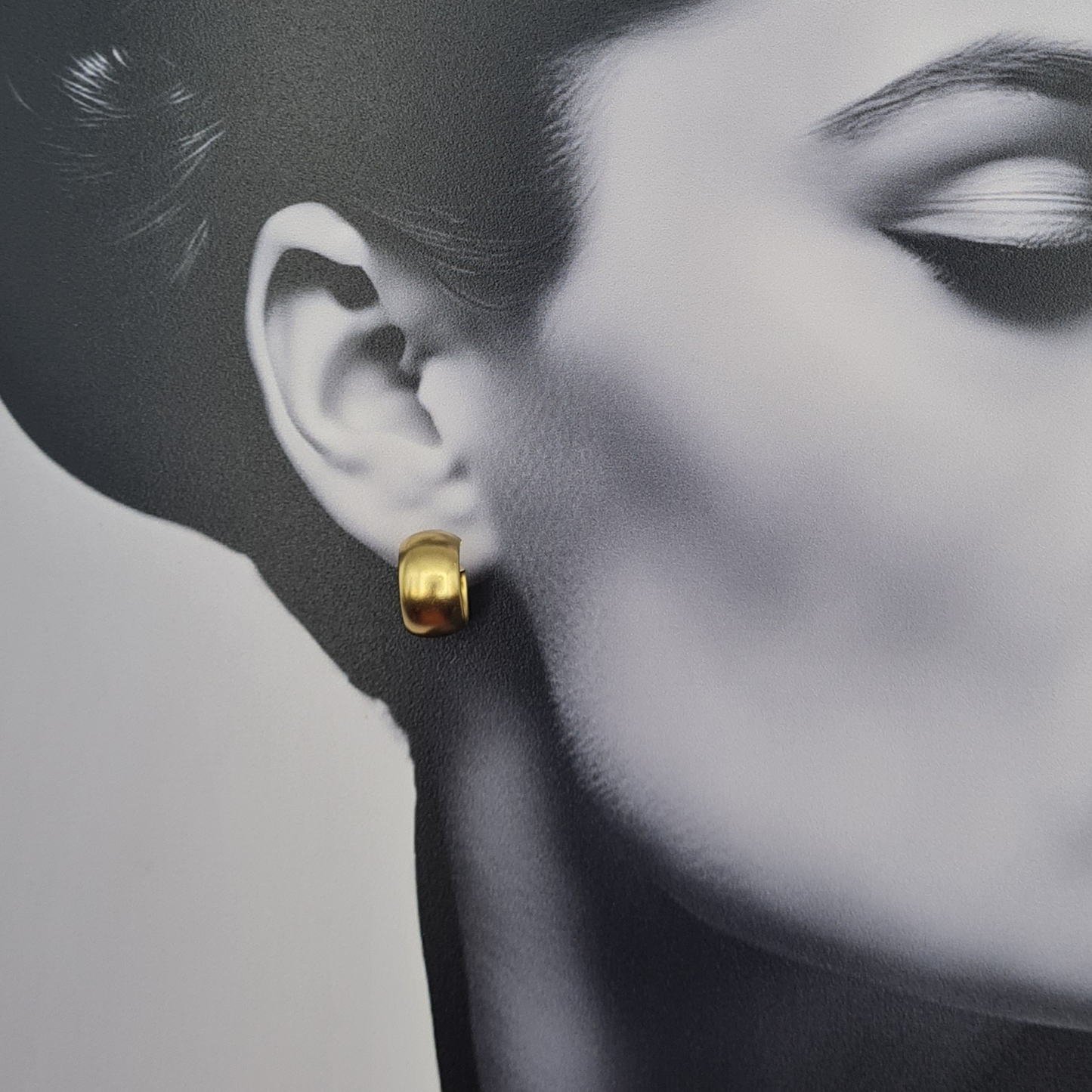 Super Chunky Wide 9ct Gold Hoop Earrings, Matte Finish