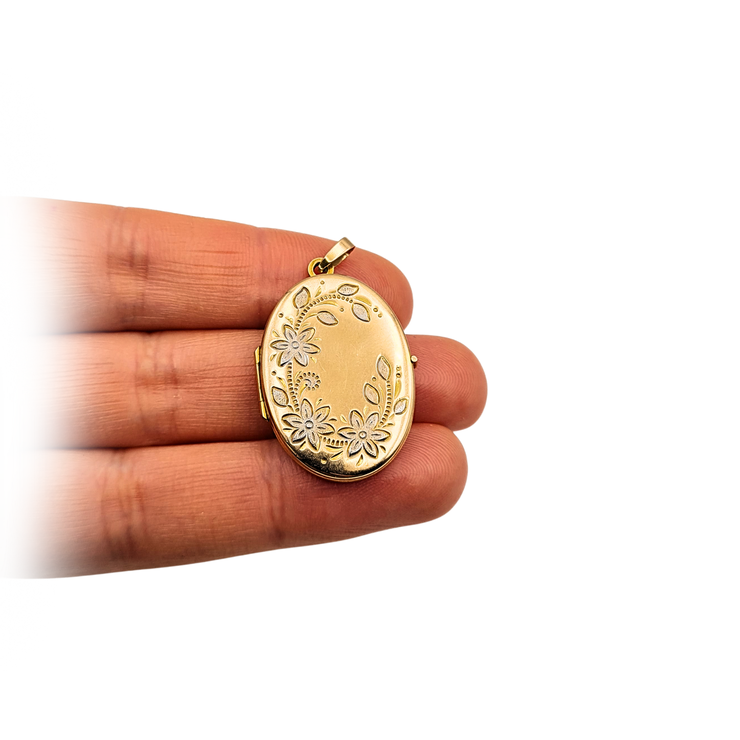 Large 9ct Gold Floral Oval Locket, Solid, Hallmarked