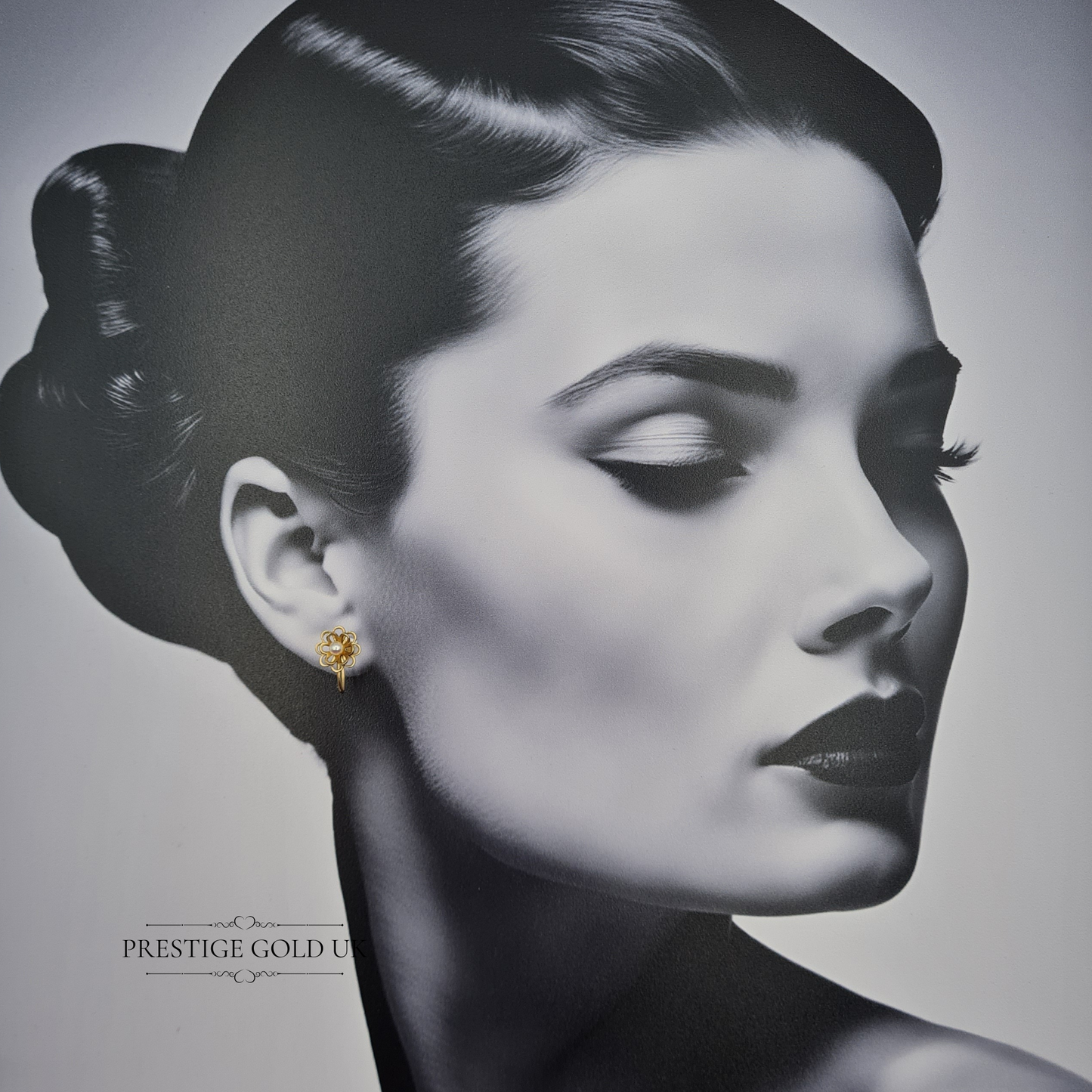 9ct Gold Screw Back Earrings, Floral Design With Pearl Centres For Non pierced ears