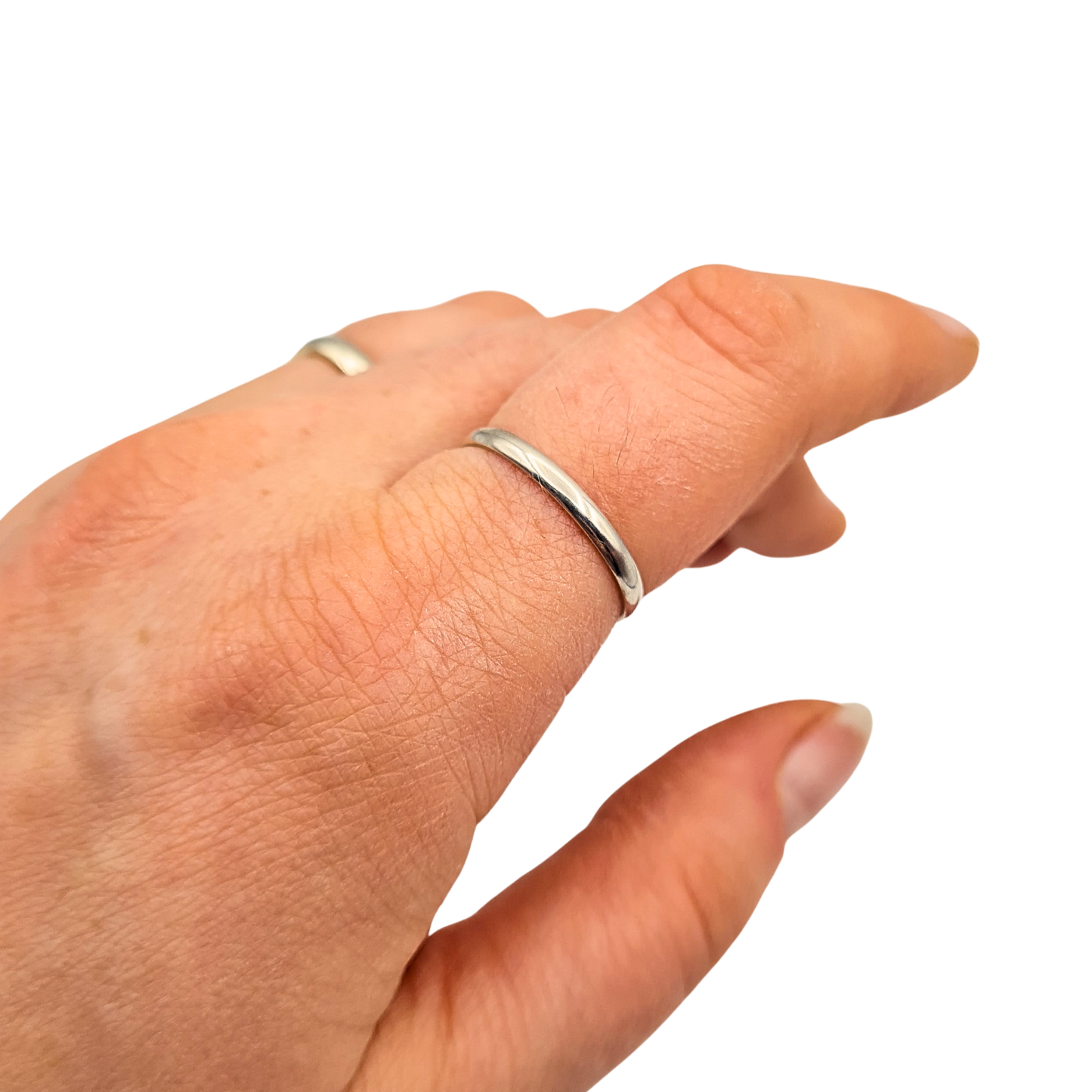 9ct White Gold Narrow Wedding Ring - Size UK O, US 7 1/4, Euro 55