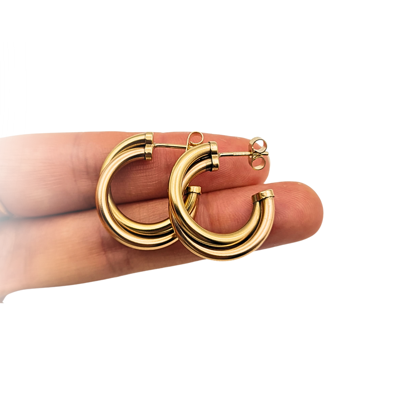 9ct Gold Two Tone Twist Hoop Earrings 24mm 1997 Rose Yellow Gold