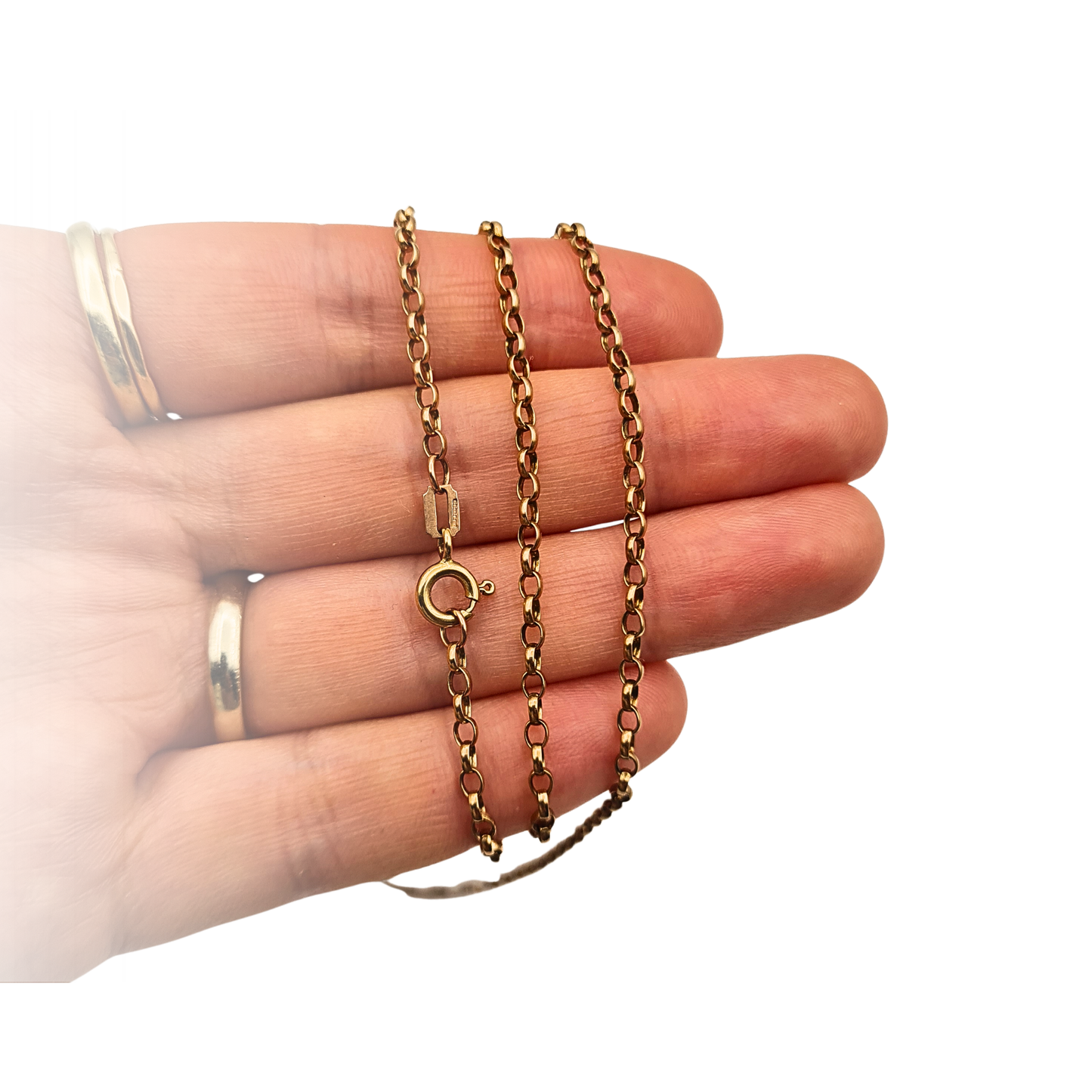 21" Long 9ct Solid Rose Gold Belcher Necklace, Fully Hallmarked