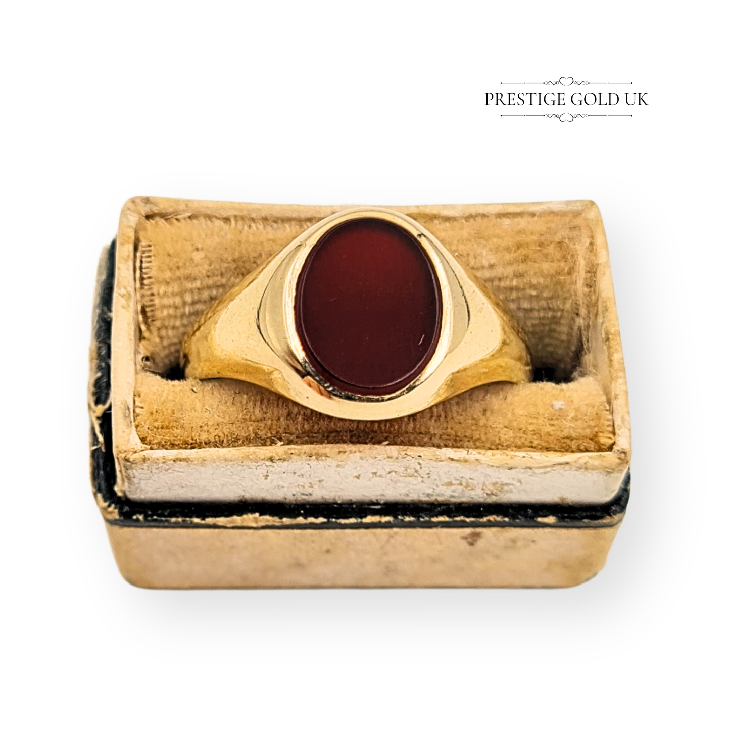 9ct Gold Carnelian Signet Ring, London 1962, UK P 1/2 US 8.
