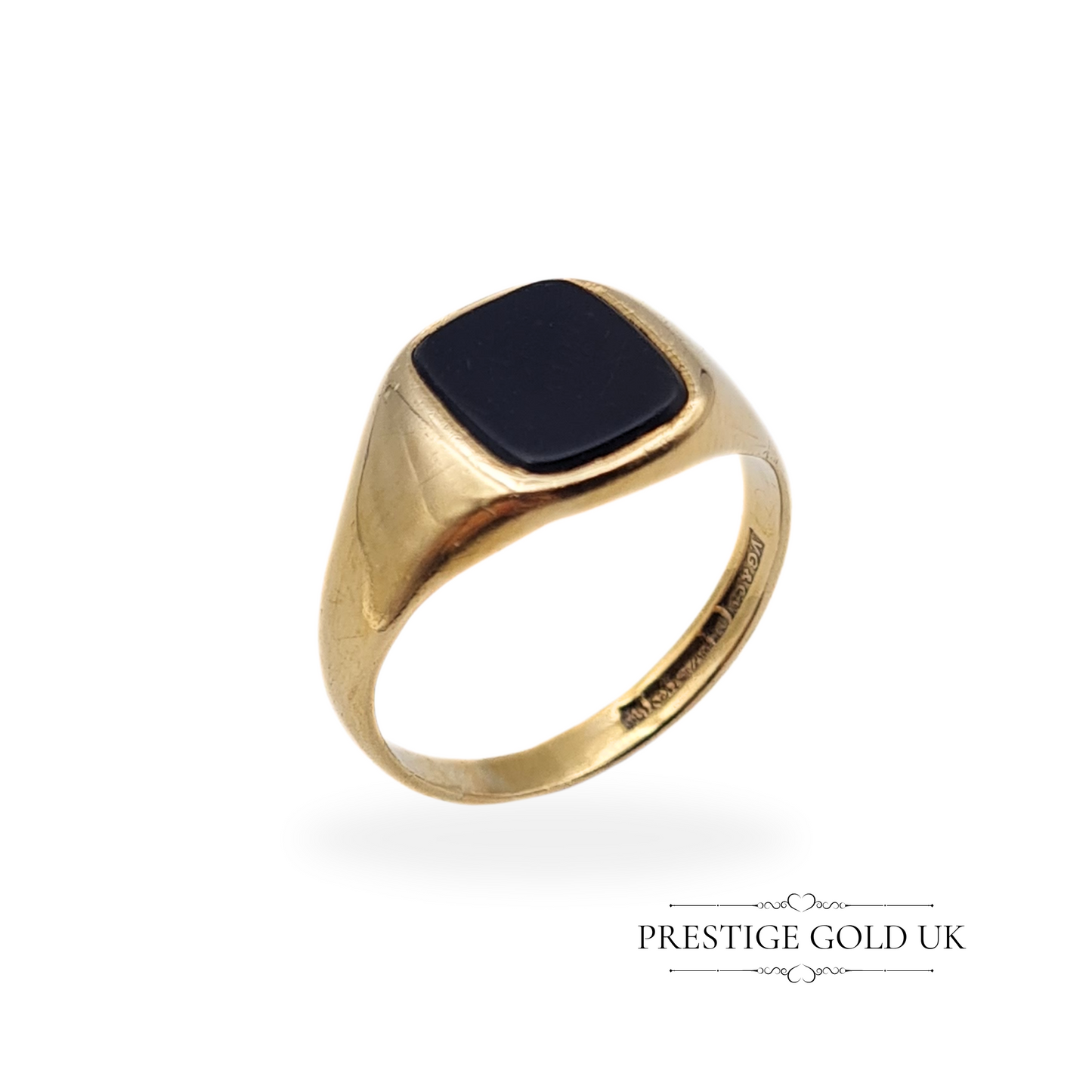 Vintage 9ct Gold Onyx Signet Ring, Fully Hallmarked Birmingham 1970, UK O US 7 1/4 Euro 55