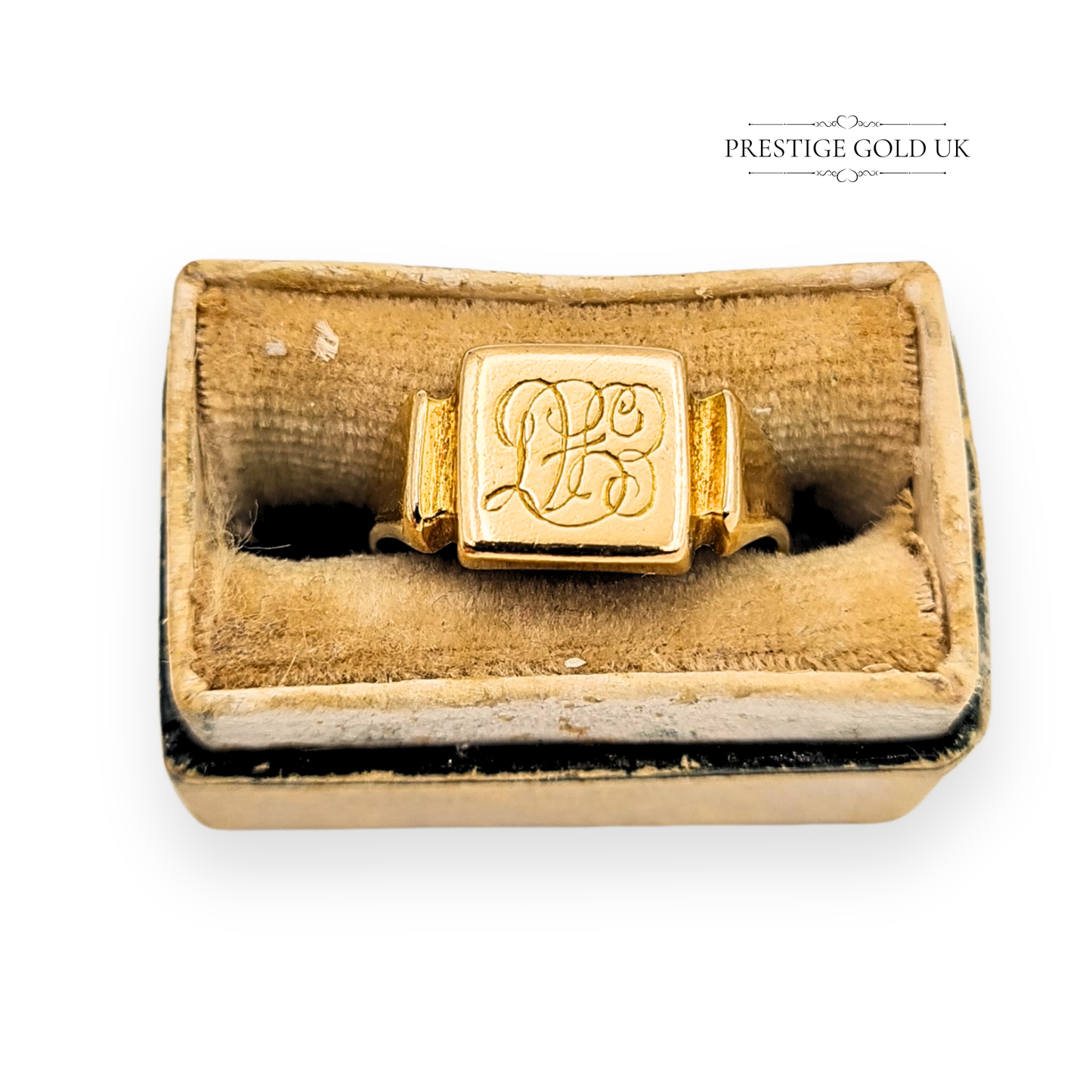 18ct Gold Antique Pinky Ring, Monogram, 1923, UK F / US 3