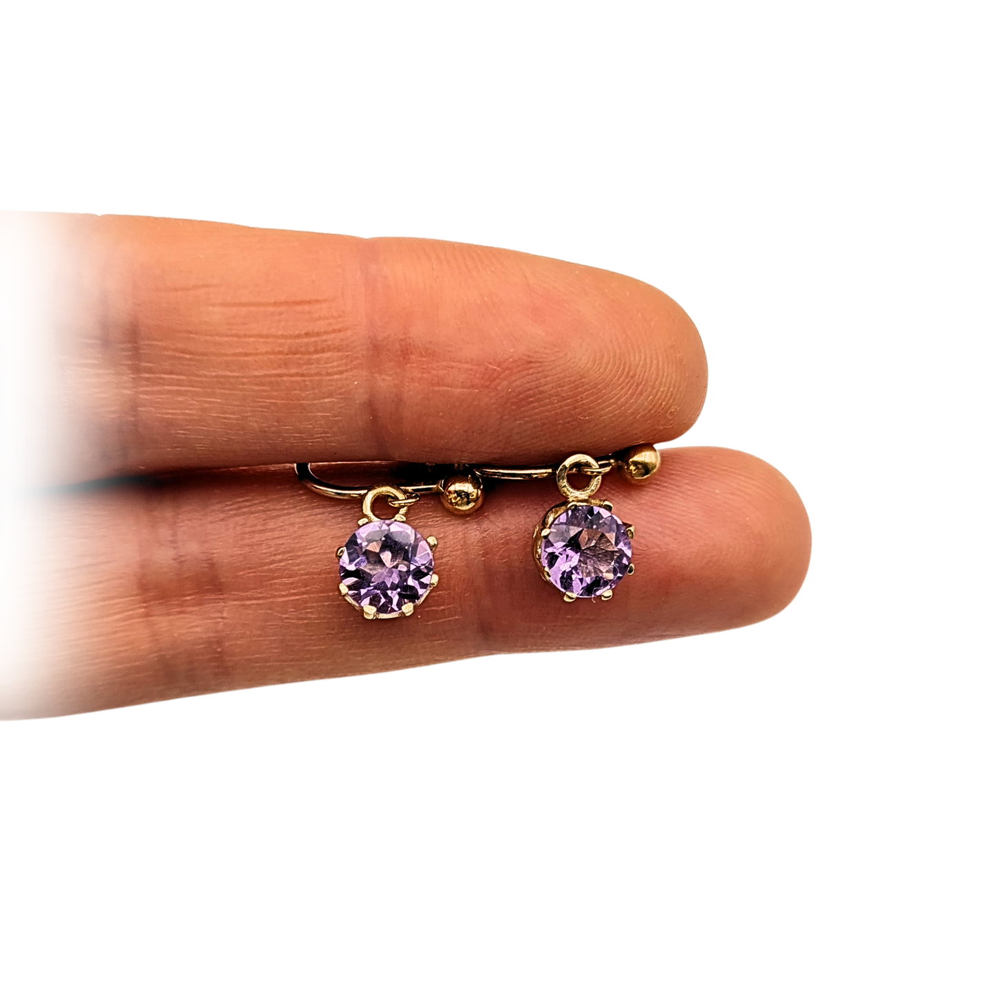 9ct Gold Amethyst Drop Earrings, Screw Back, Hallmarked