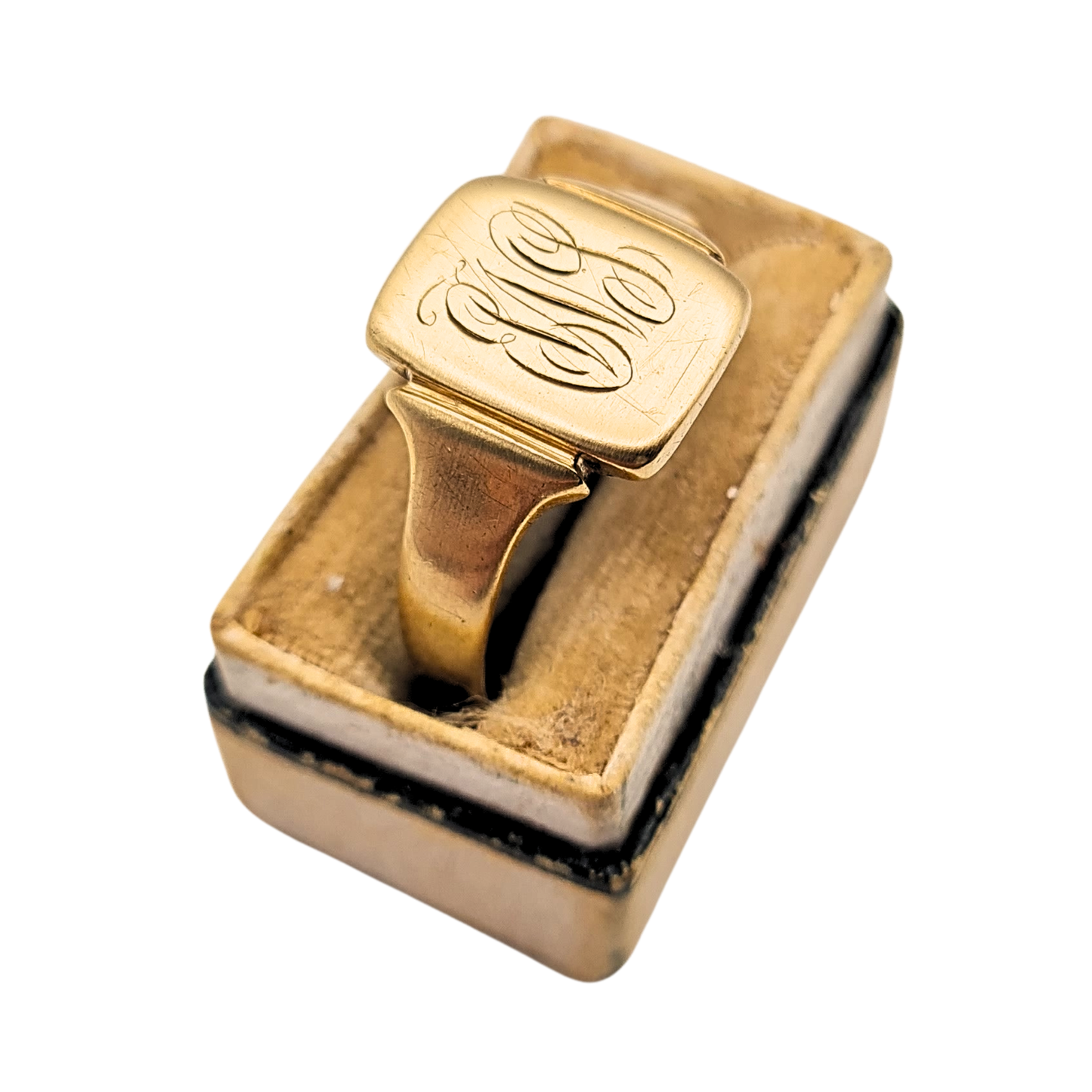 9ct Gold Signet Ring Birmingham 1935 Size UK T 1/2