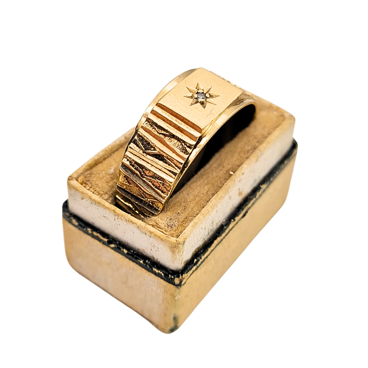 9ct Gold Diamond Signet Ring, Birmingham 1979, UK V 1/2