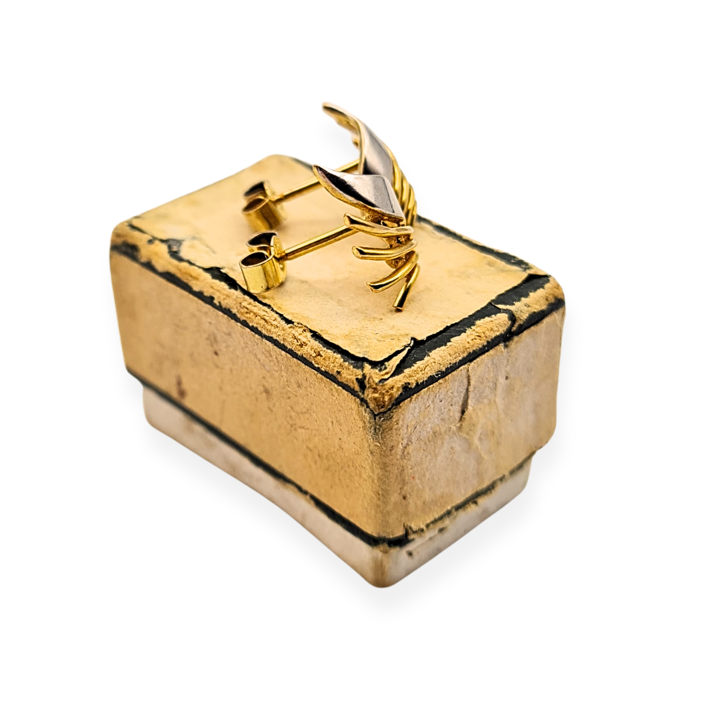 9ct Two Tone Gold Angels Wings Stud Earrings