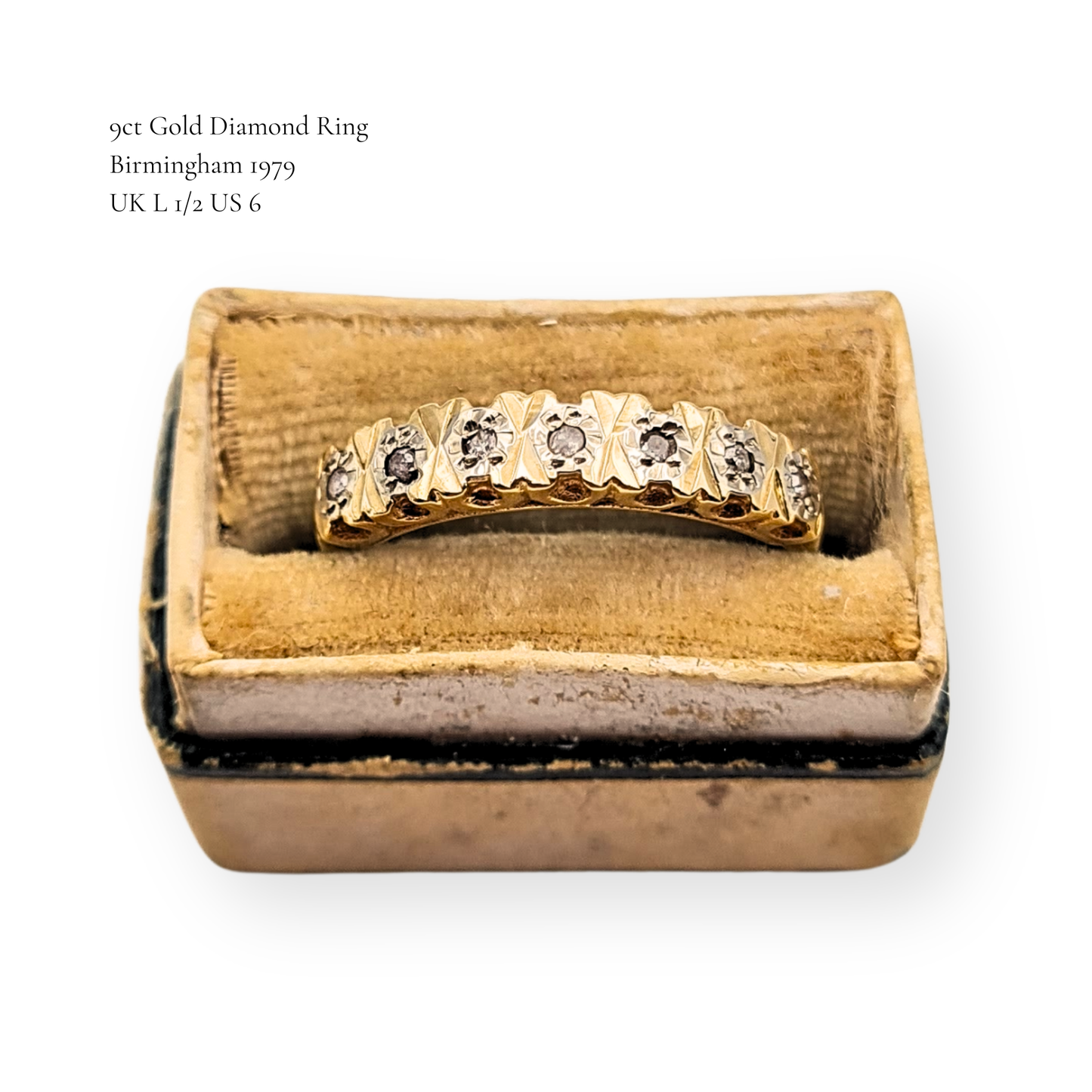 9ct Gold Diamond Ring, Birmingham 1979, UK L 1/2 US 6