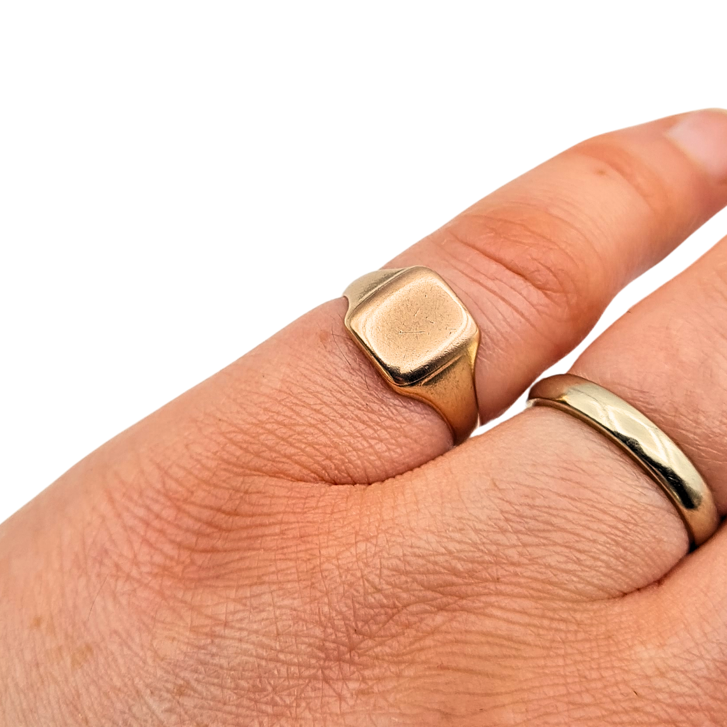 Solid 9ct Rose Gold Signet Ring Birmingham Hallmarked UK H US 4 Pinky