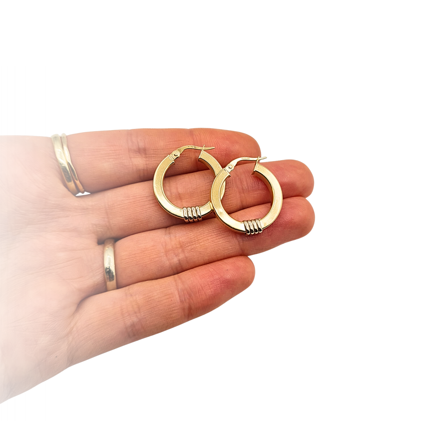 Clearance item 9ct Gold Round Hoop Earrings 21mm Flip Top Hoops