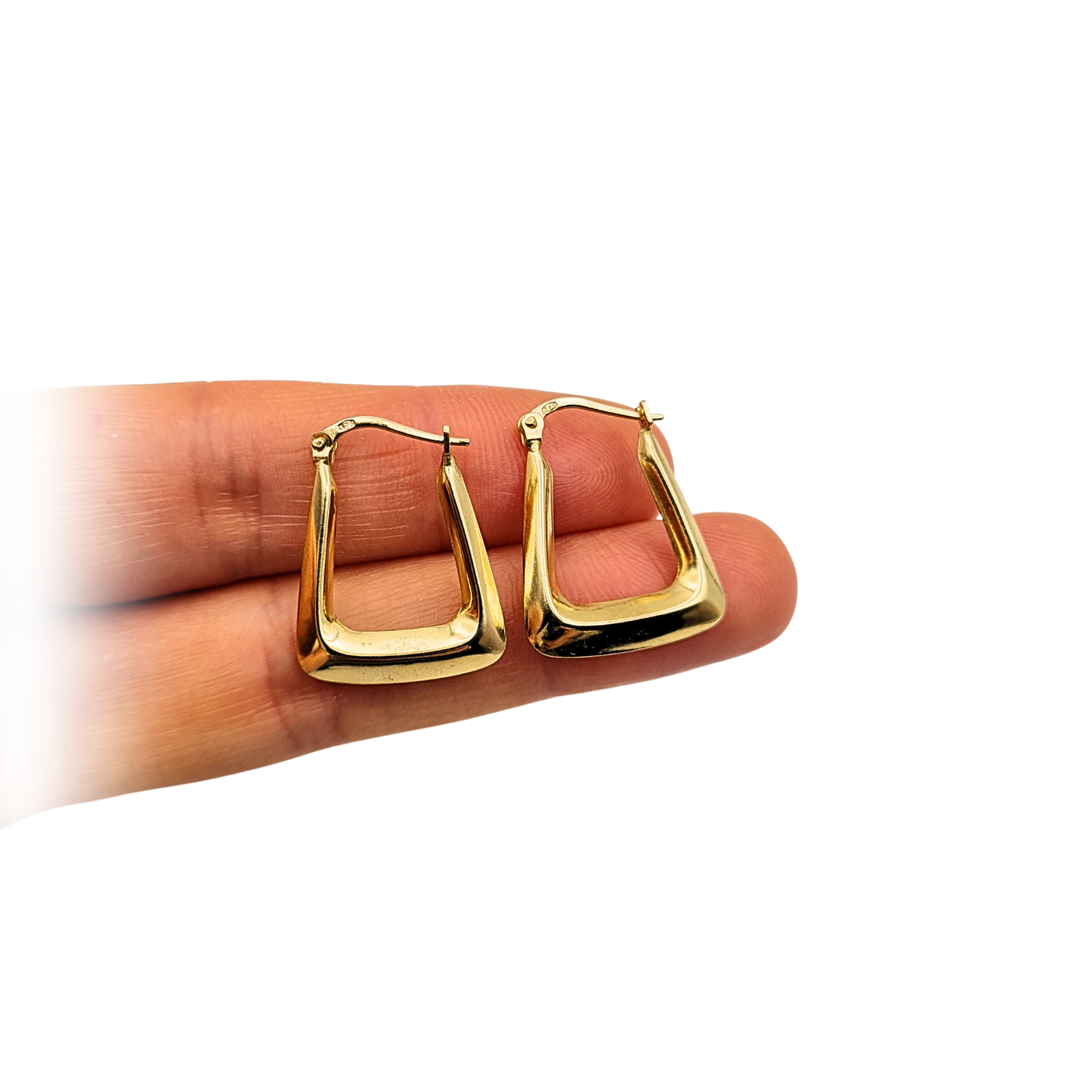 9ct Gold Geometric Hoop Earrings, Modern Square Design