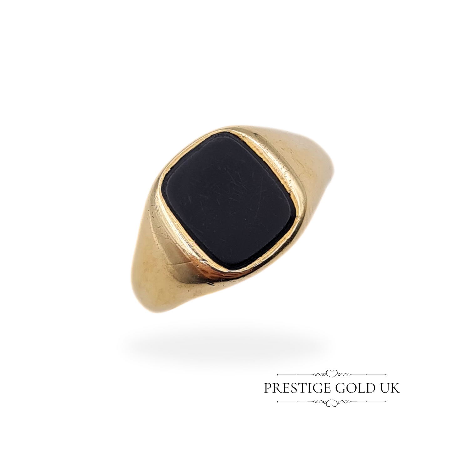 Vintage 9ct Gold Onyx Signet Ring, Fully Hallmarked Birmingham 1970, UK O US 7 1/4 Euro 55