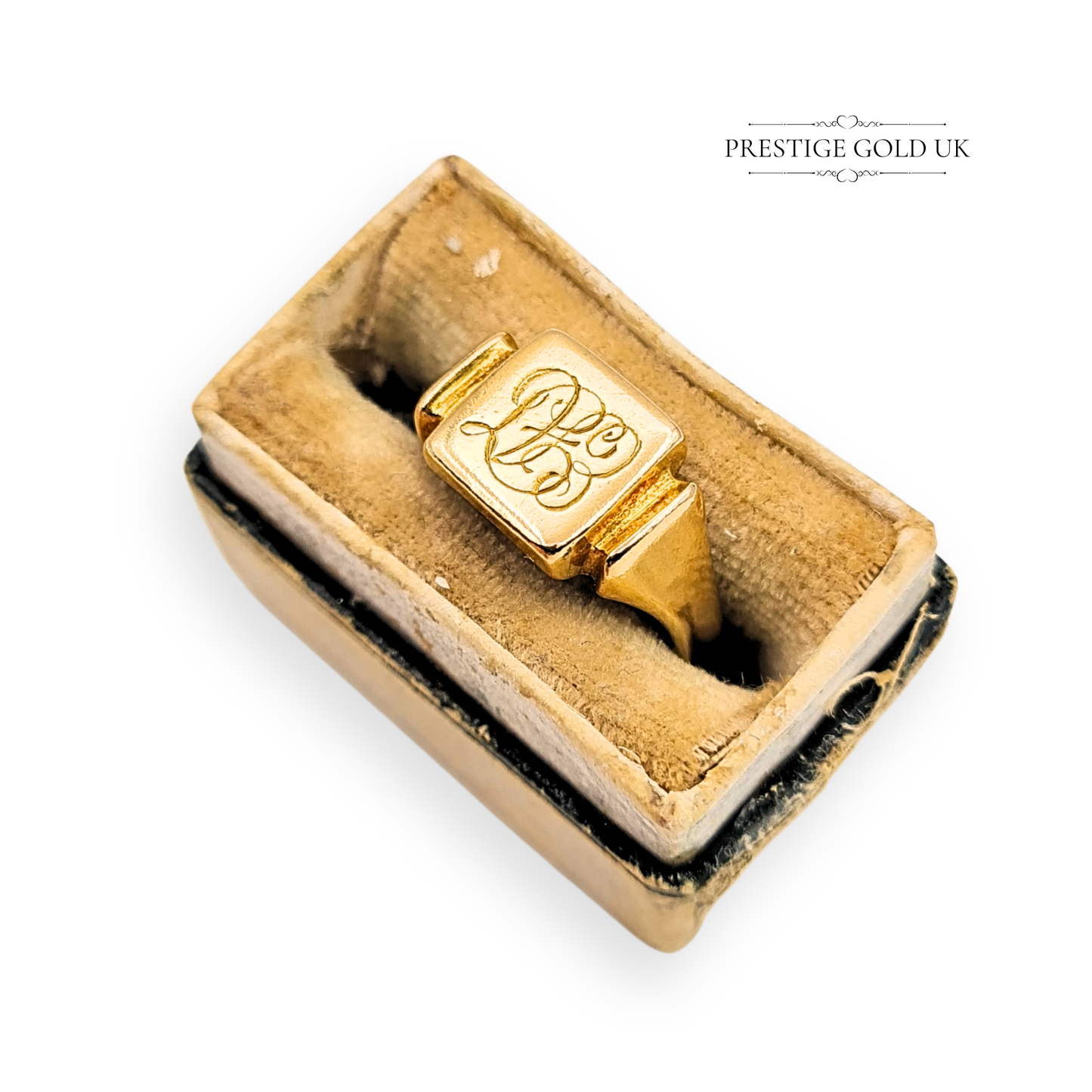 18ct Gold Antique Pinky Ring, Monogram, 1923, UK F / US 3