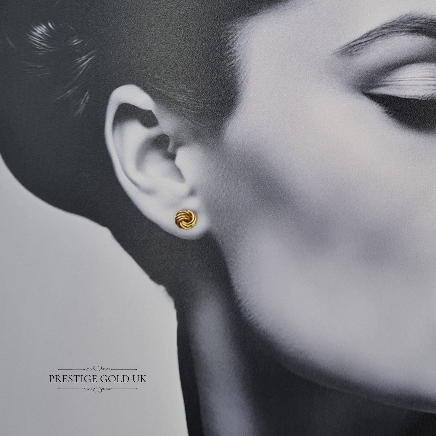 9ct Gold Knot Stud Earrings, Vintage Woolmark Knot Earrings With Butterfly Backs