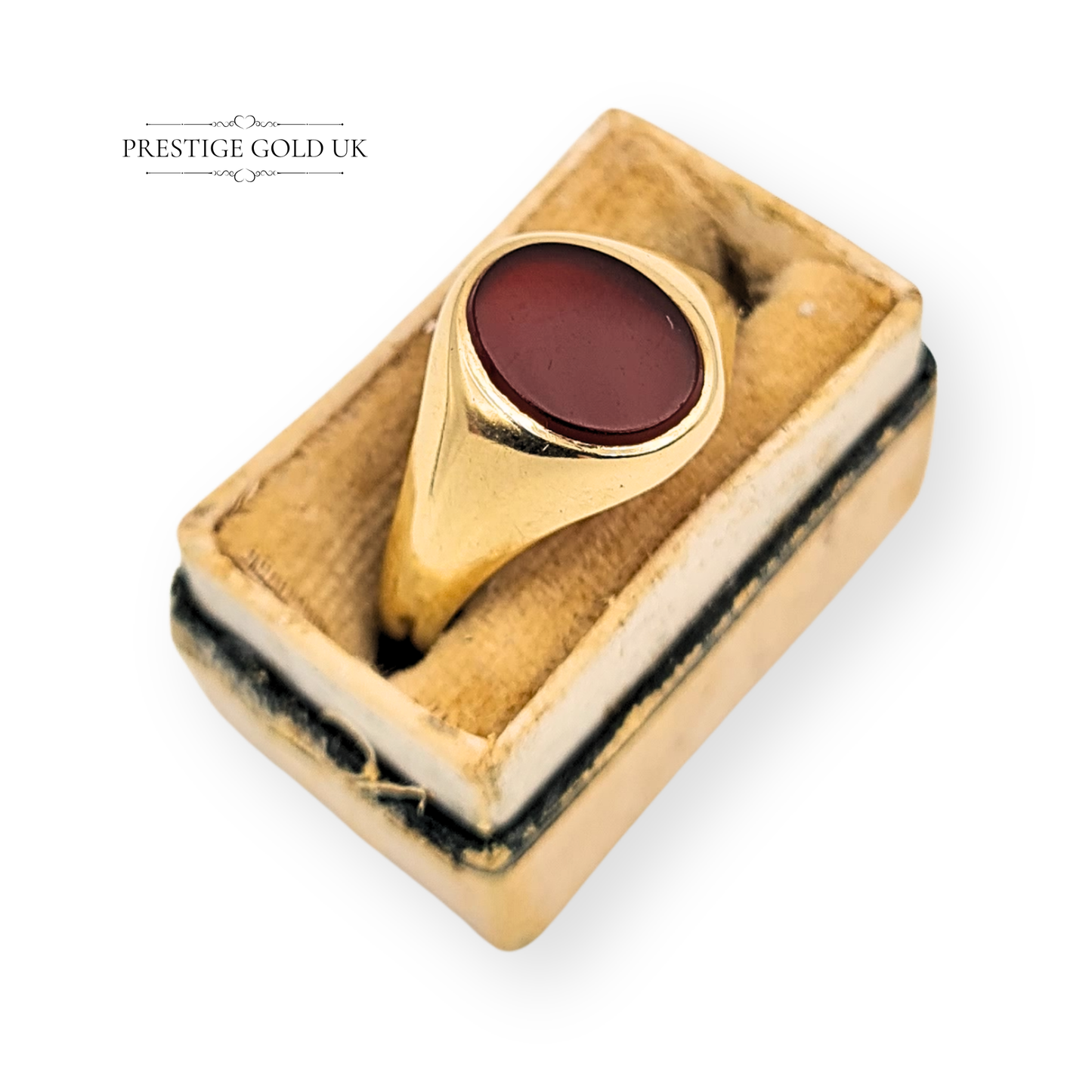 9ct Gold Carnelian Signet Ring, London 1962, UK P 1/2 US 8.