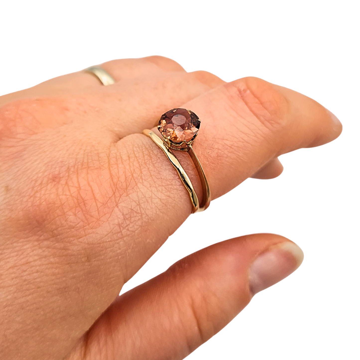 9ct Rose Gold Pink Garnet Ring, Size N 1/2 US 7