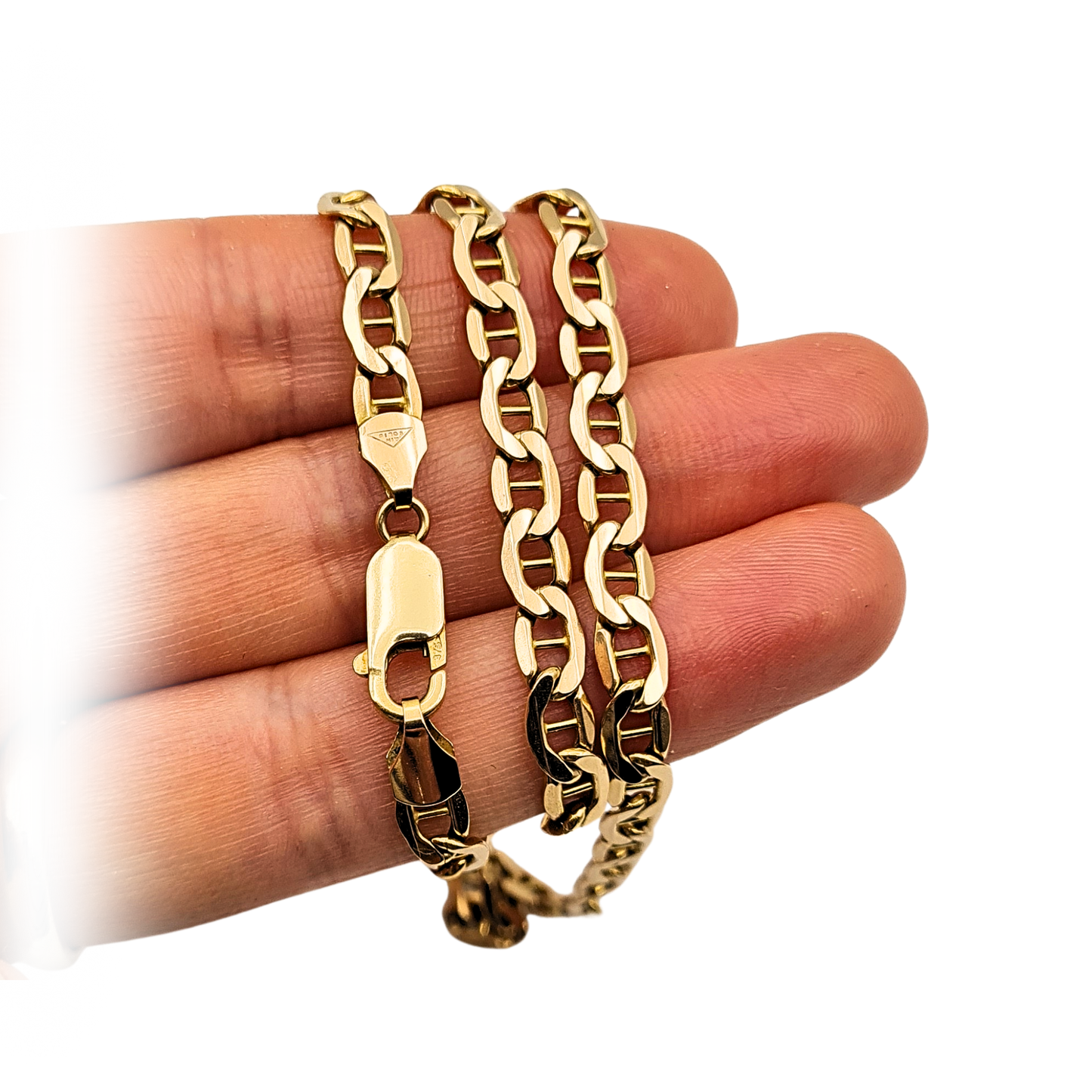 21" Long Large 9ct Gold Anchor Chain Necklace,  Lobster Clasp