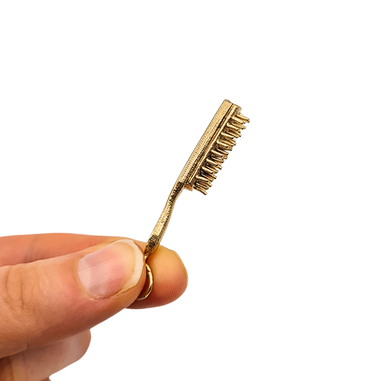 Large 9ct Gold Hair Brush Charm 6.5g London 1977 Hallmarked
