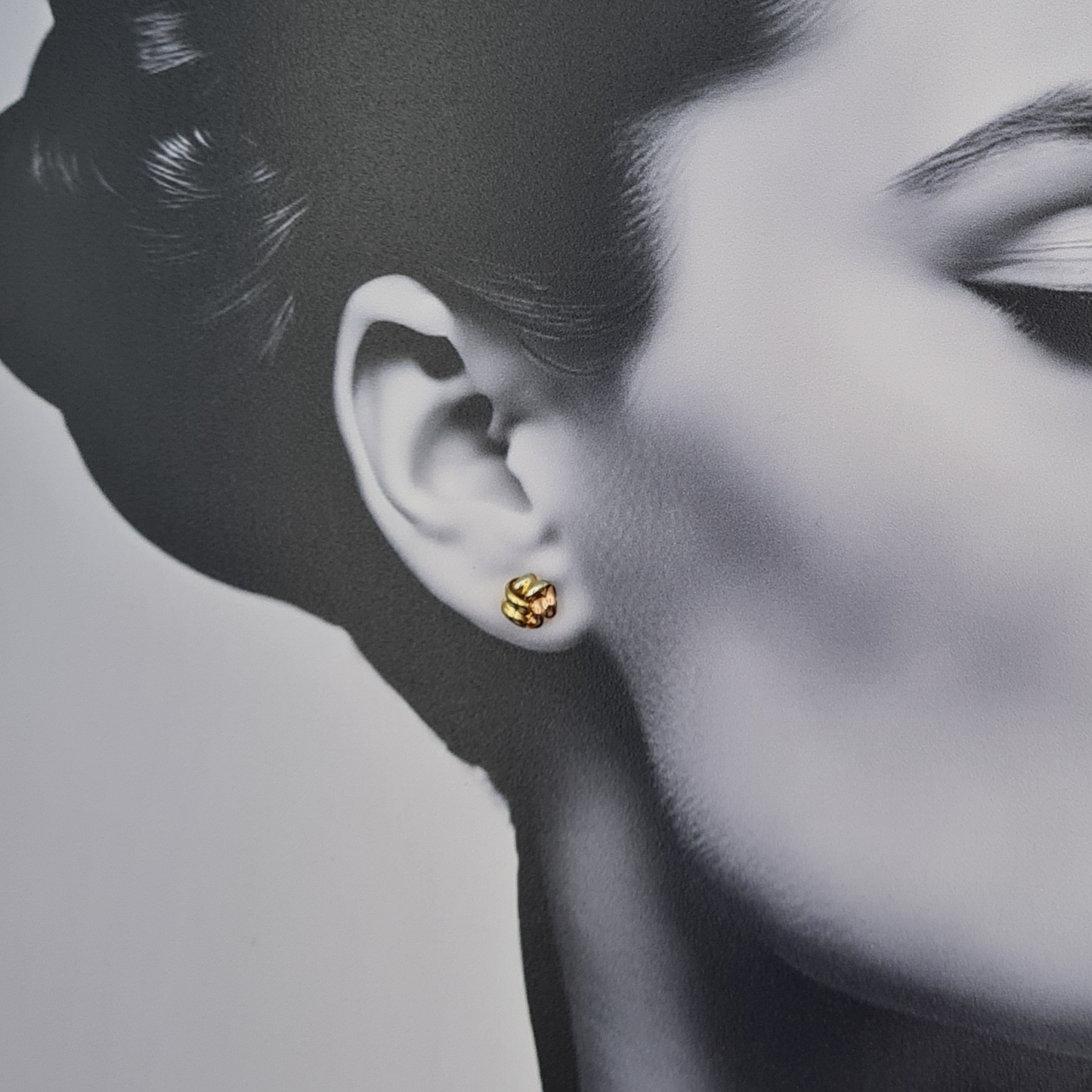 Small 9ct Tri-Colour Knot Stud Earrings With Butterfly Backs