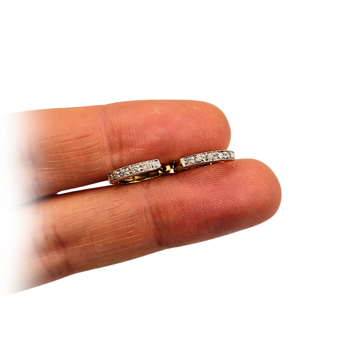 Tiny 9ct Gold Diamond Huggie Hoop Earrings Fully Hallmarked