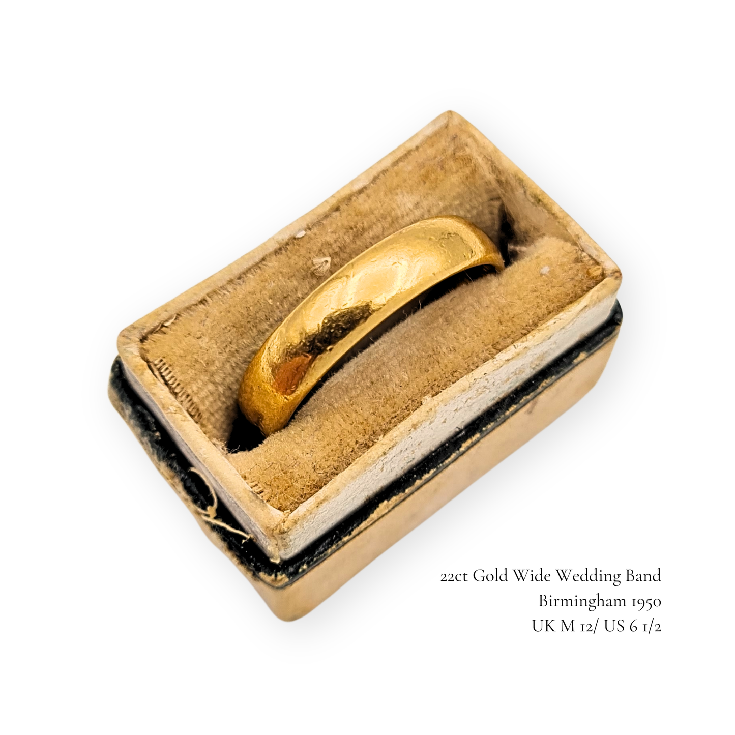 22ct Gold Wedding Band Birmingham 1950, UK M 1/2 US 6 1/2