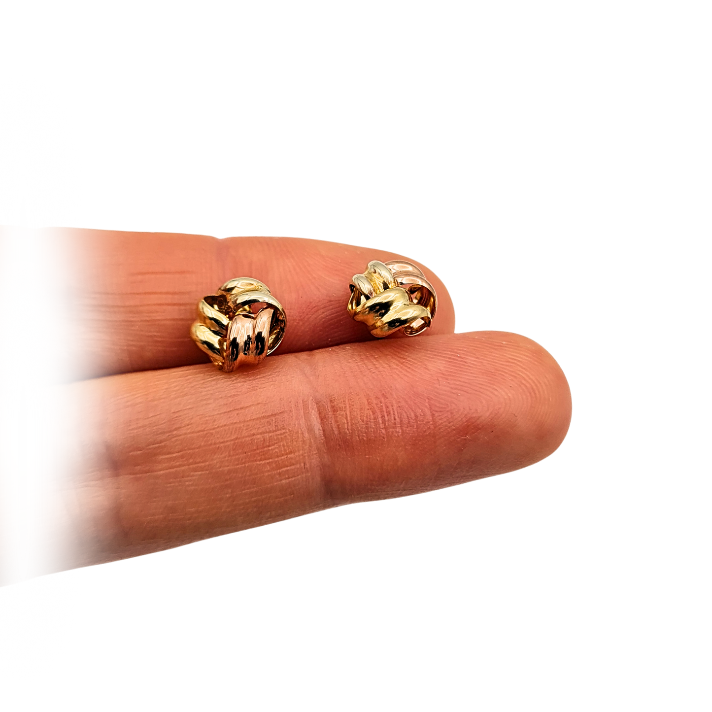 Small 9ct Tri-Colour Knot Stud Earrings With Butterfly Backs