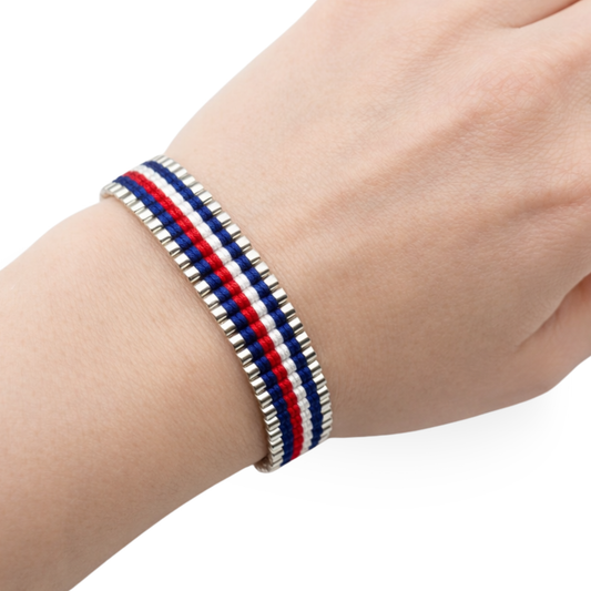 As-New Links of London Friendship Bracelet, Adjustable 5–9” Red White Blue