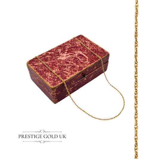 18 1/2" Delicate 14k Gold Prince of Wales Necklace, Stamped 585, 47cm Long, 1mm Wide