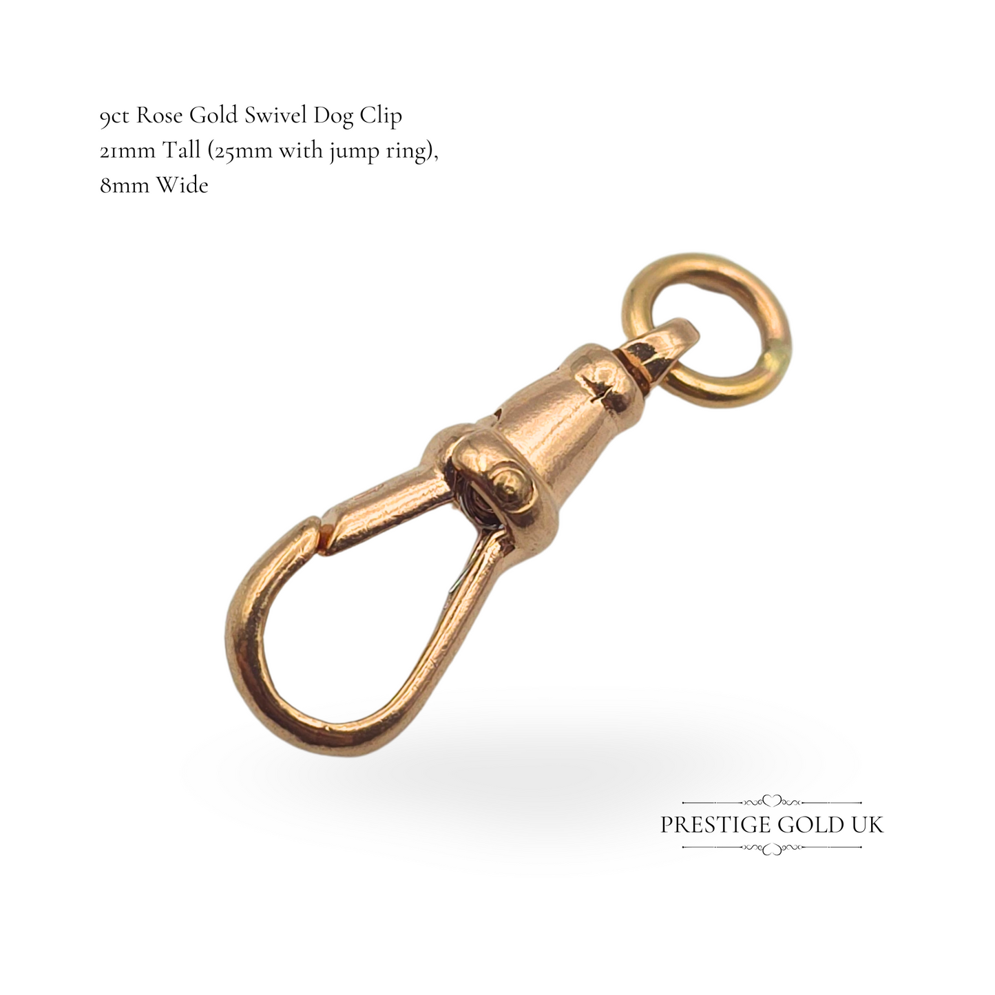 Antique 9ct Rose Gold Dog Clip for Albert Chain 21mm Tall