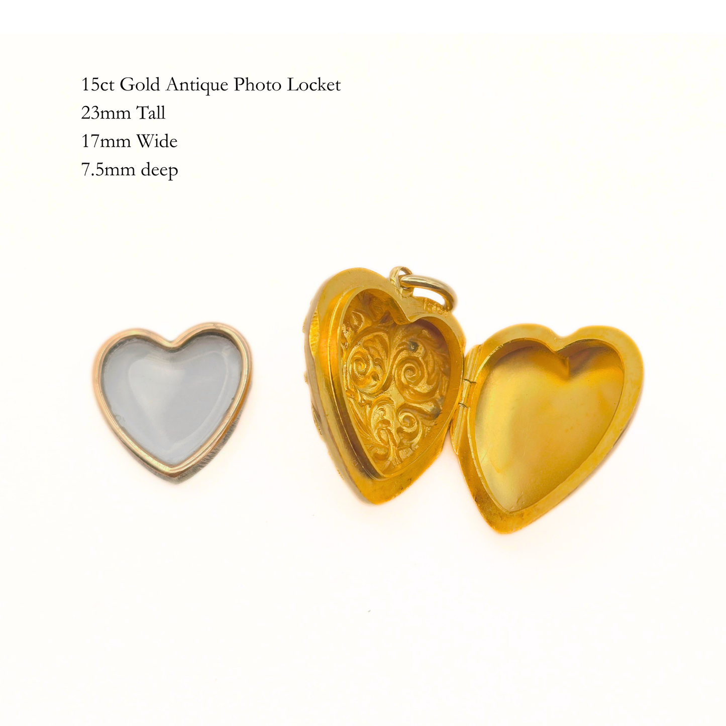 Antique 15ct Gold Heart Photo Locket, Heart Shaped Opening Phot Keepsake Pendant