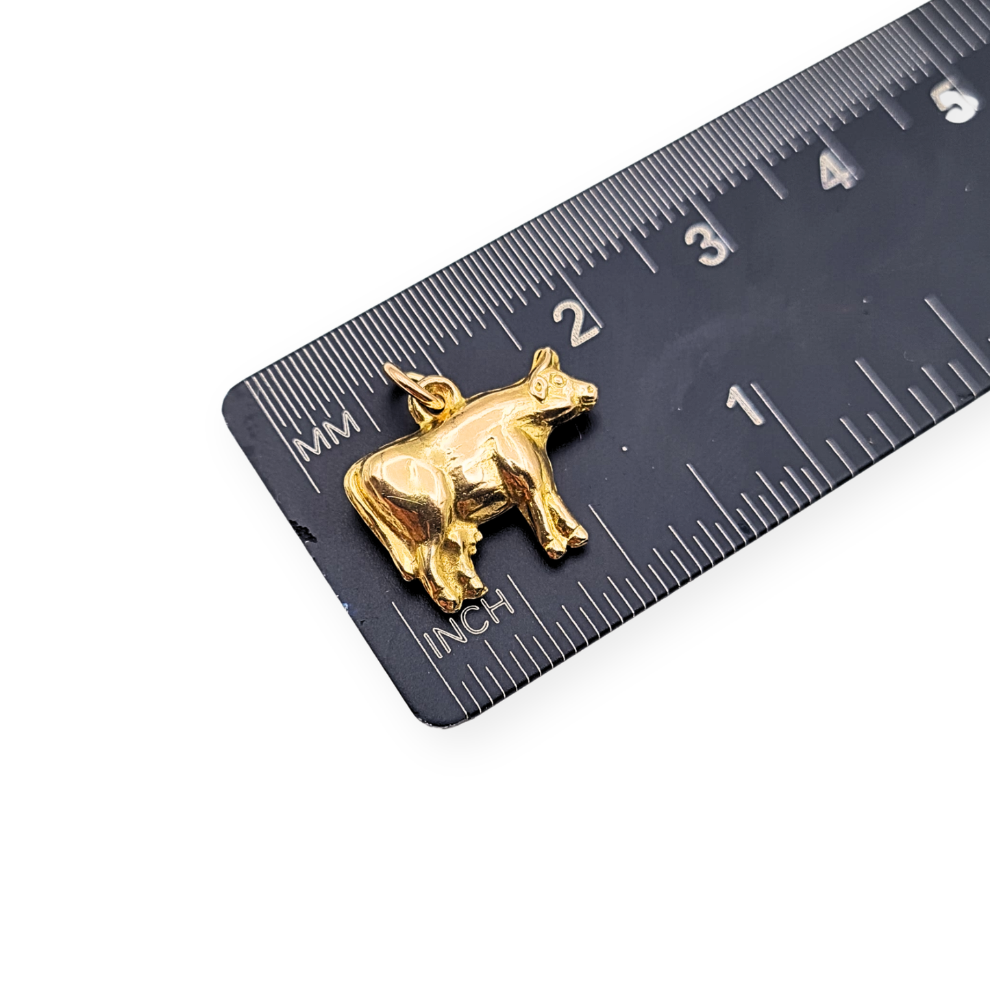 9ct Gold Cow Charm, Puffy Hollow Design