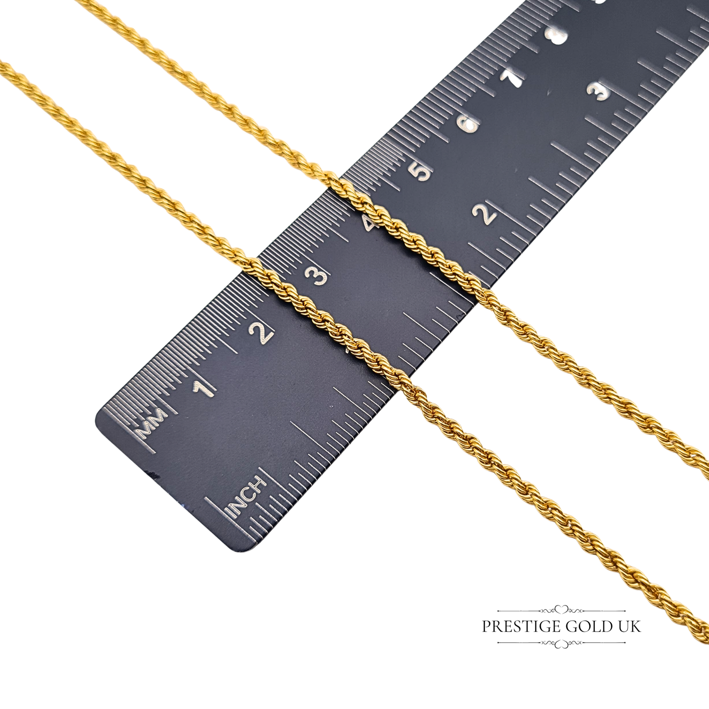 Lightweight 18ct Gold Rope Chain Twist Necklace, 20" Long Hollow Design