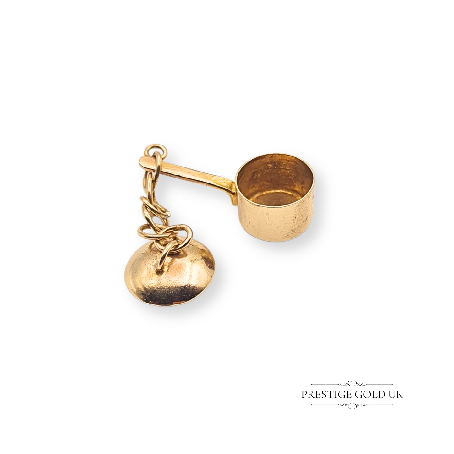 Tiny 9ct Gold Kitchen Pan Charm, Tiny Pot with Removable Lid