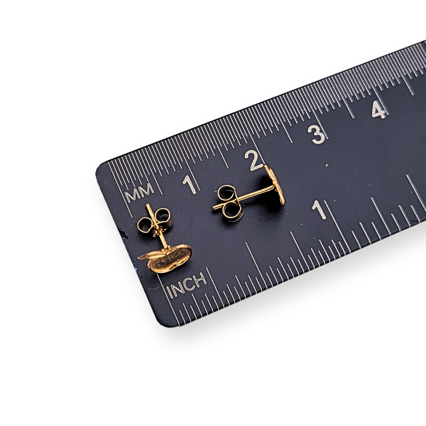 Tiny 9ct Gold Apple Stud Earrings, Tiny Fruit Design