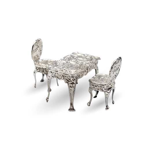 Solid Silver Dolls House Furniture, Rococo Cherubs, Birmingham 1959