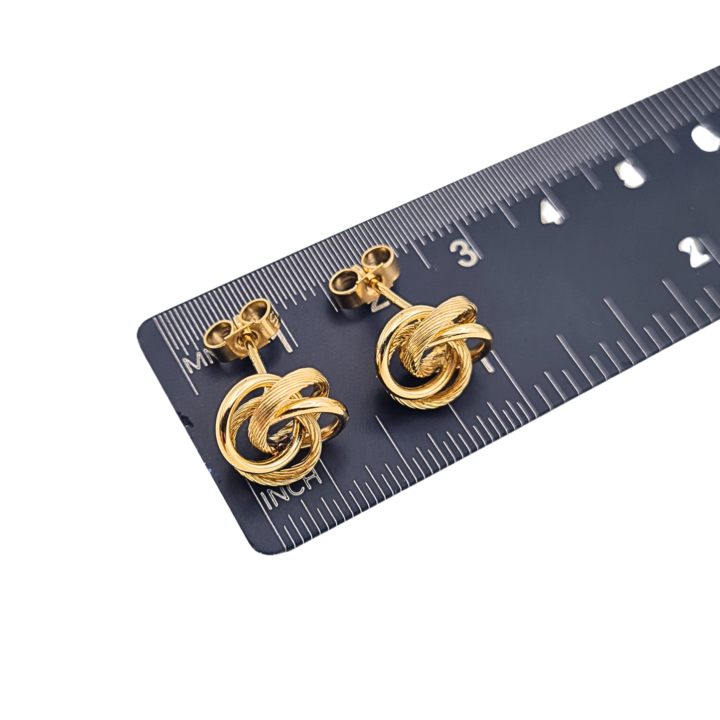 Quality 9ct Gold Twist Knot Earrings Round Woolmark Design Stud Earrings