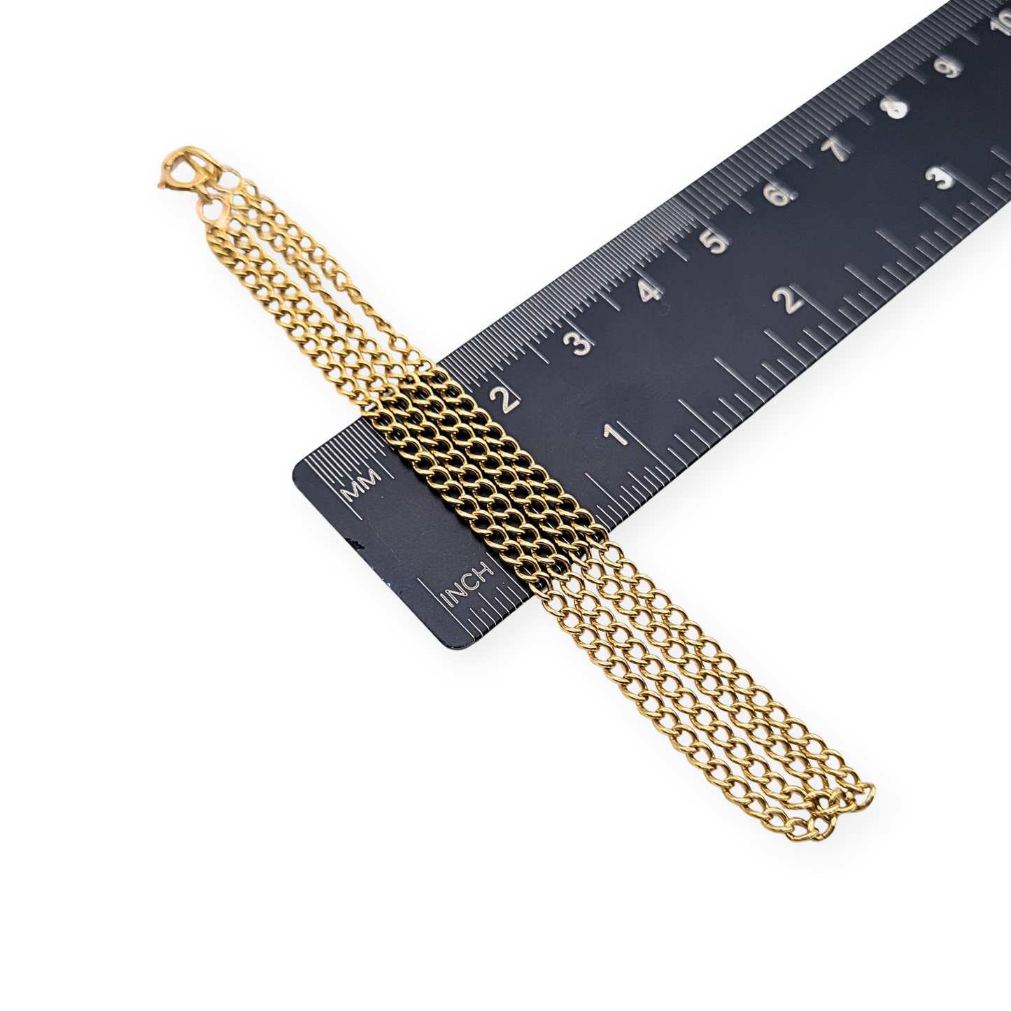7 1/4" Long 9ct Solid Gold Twin Row Curb Bracelet