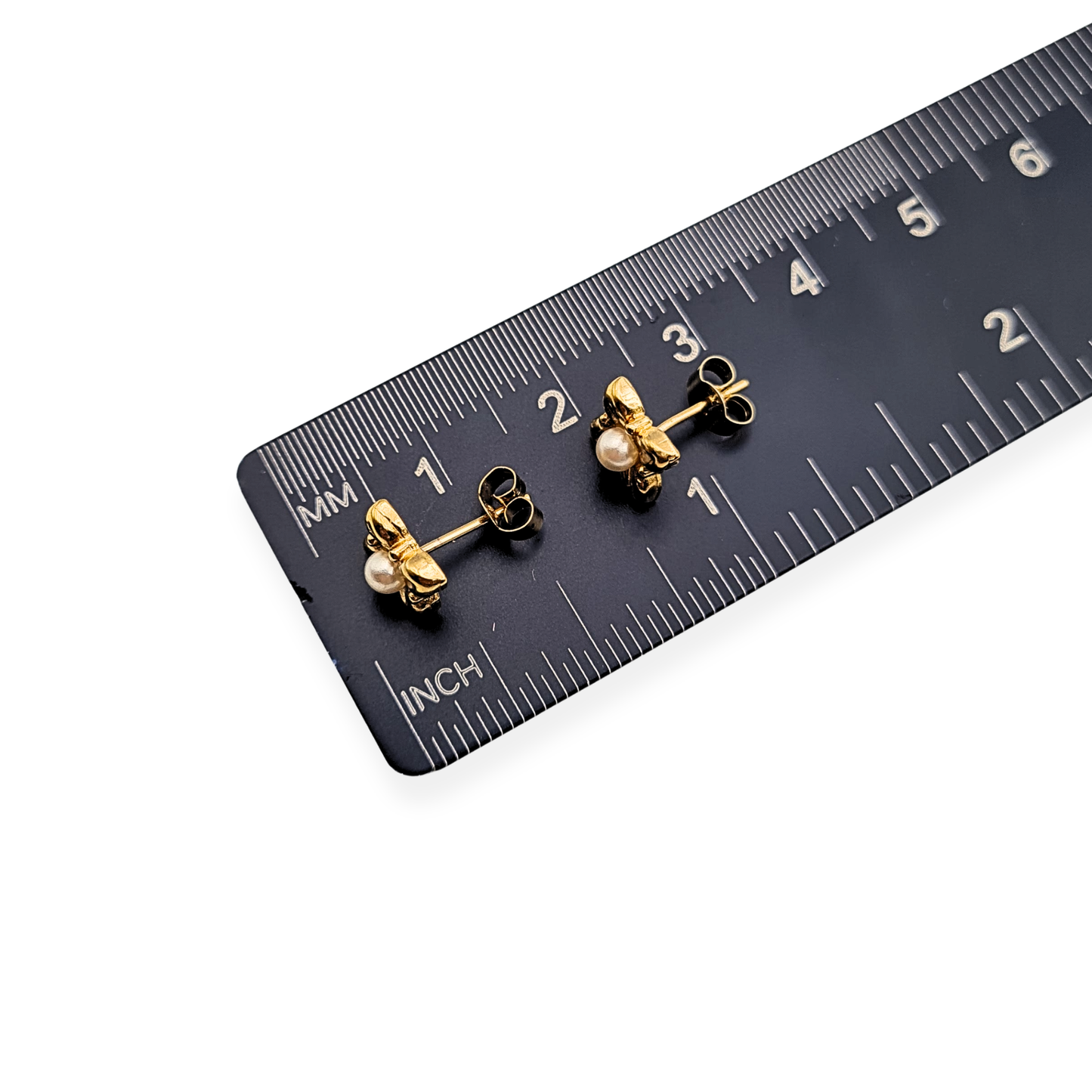 Tiny 9ct Gold Pearl Flower Stud Earrings, Dainty Gold Earrings