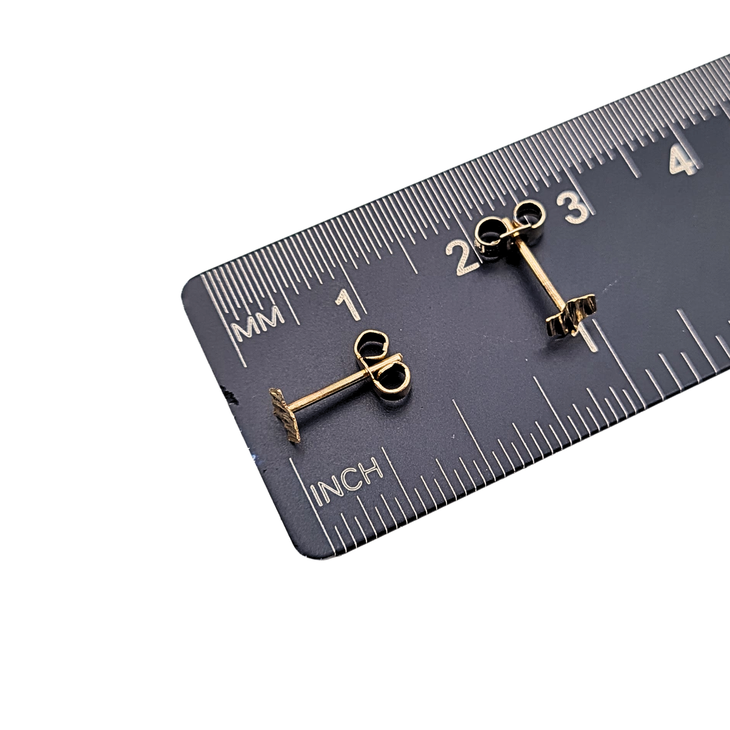 9ct Gold Brutalist Stud Earrings, 4mm, Small Earrings