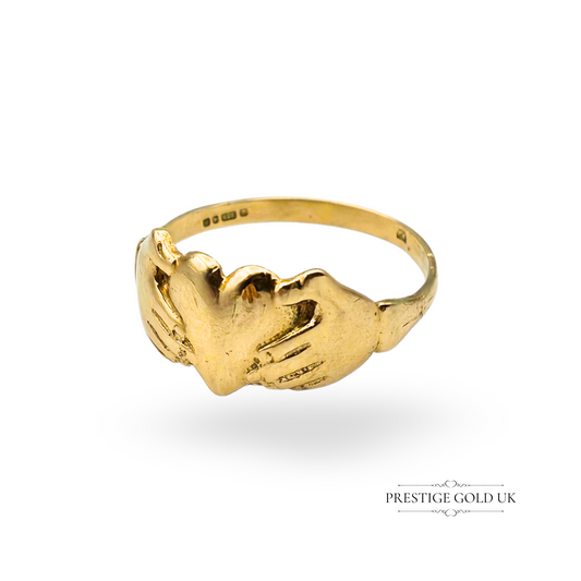 9ct Gold Claddagh Ring Irish Love Token UK R US 8.75 1982 London