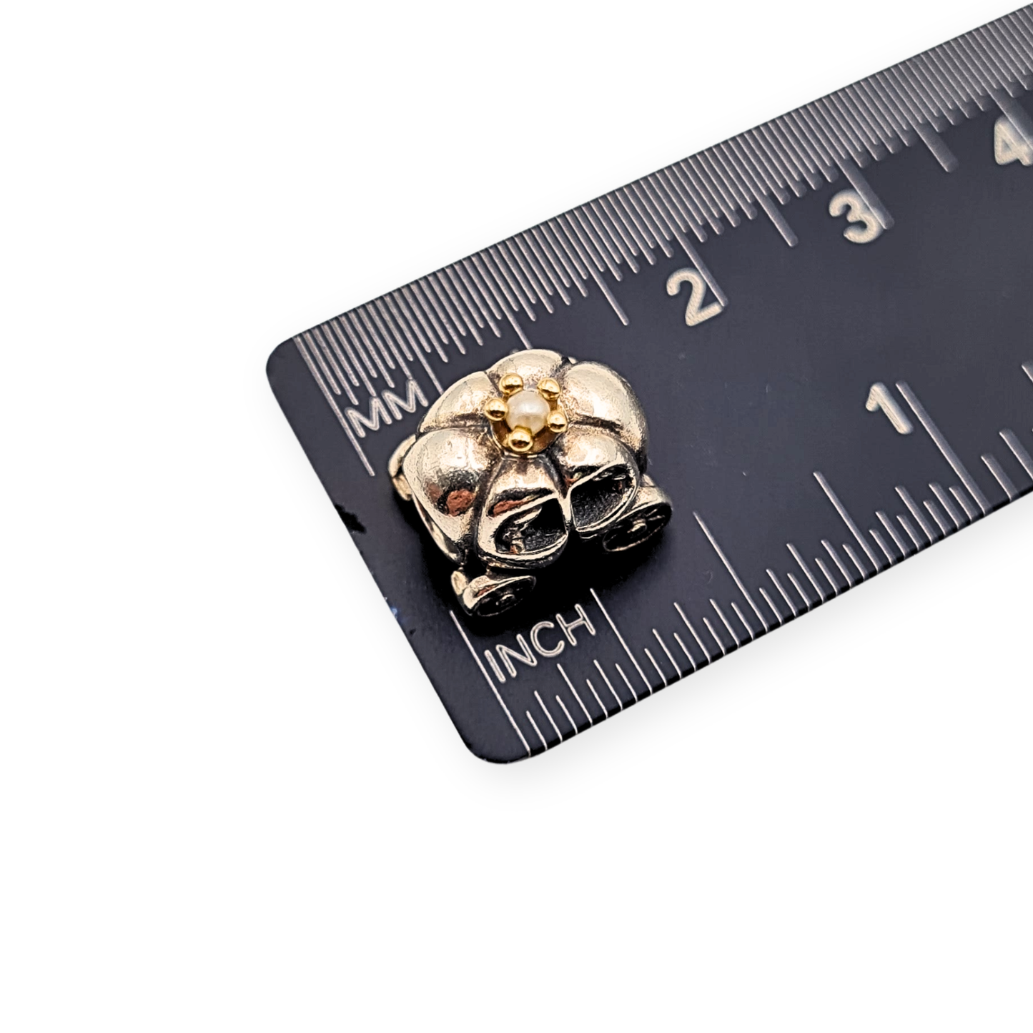 Pandora Silver 14k Gold Carriage Charm S925 ALE, Pearl Accent, Retired
