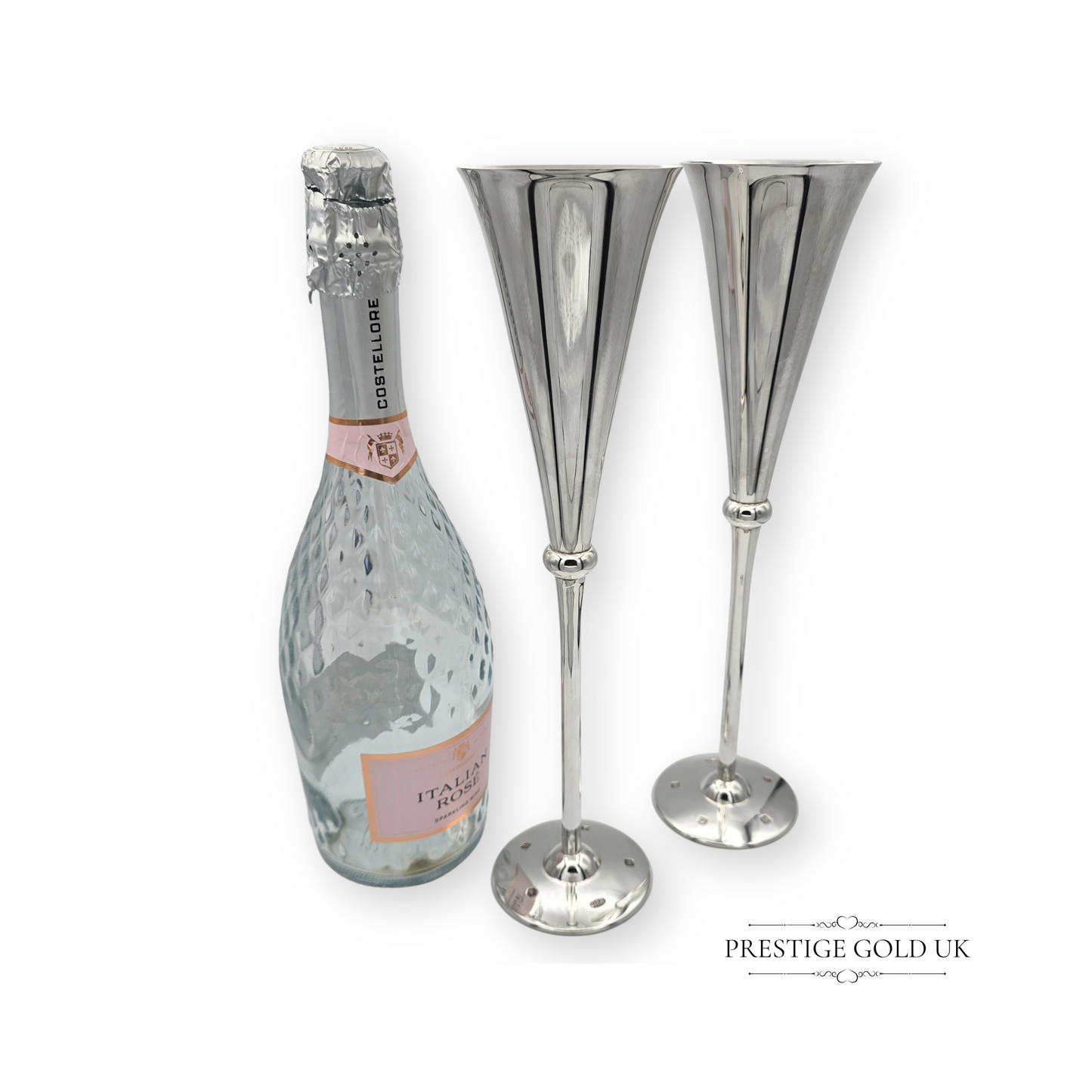 Britannia Silver Flutes Carrs Sheffield 2001 12" ( 30 cm)  Boxed Wedding Gift