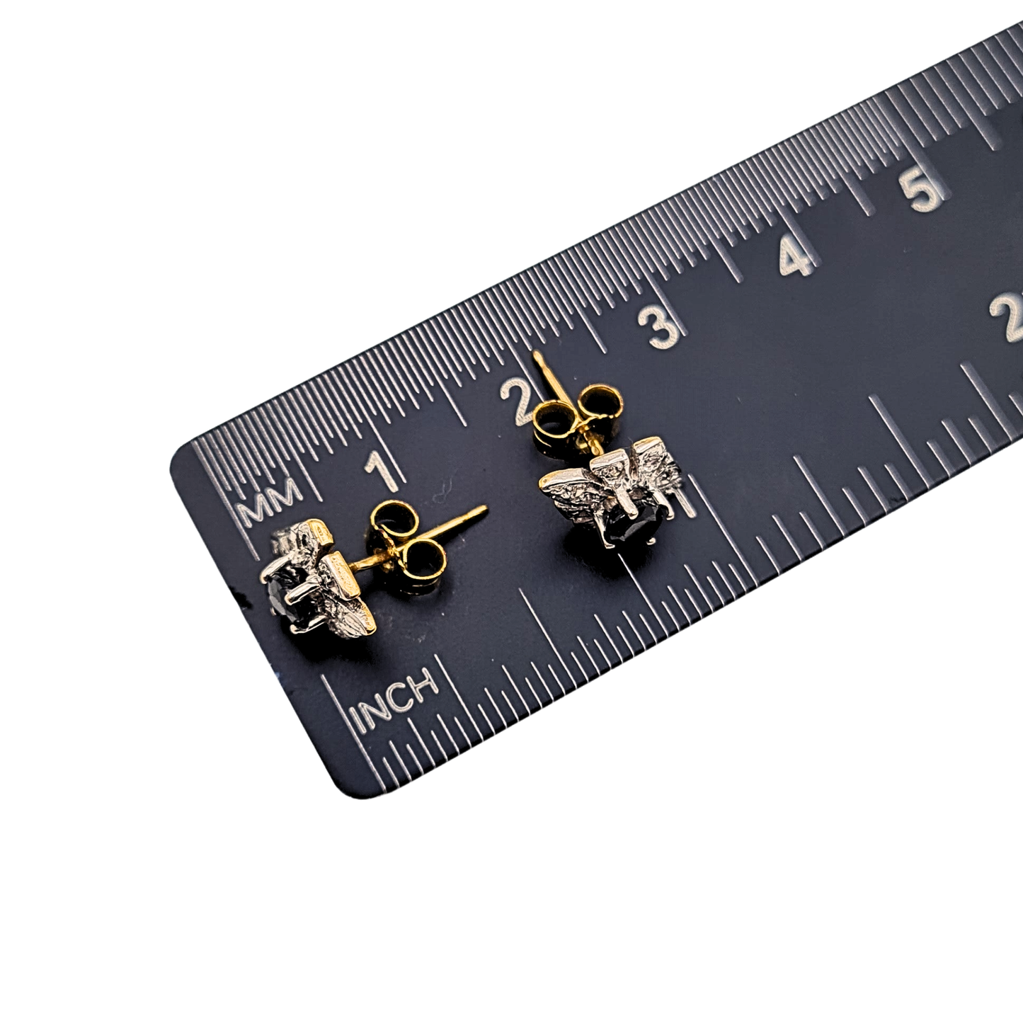 9ct Gold Sapphire Diamond Stud Earrings, Kite Shape