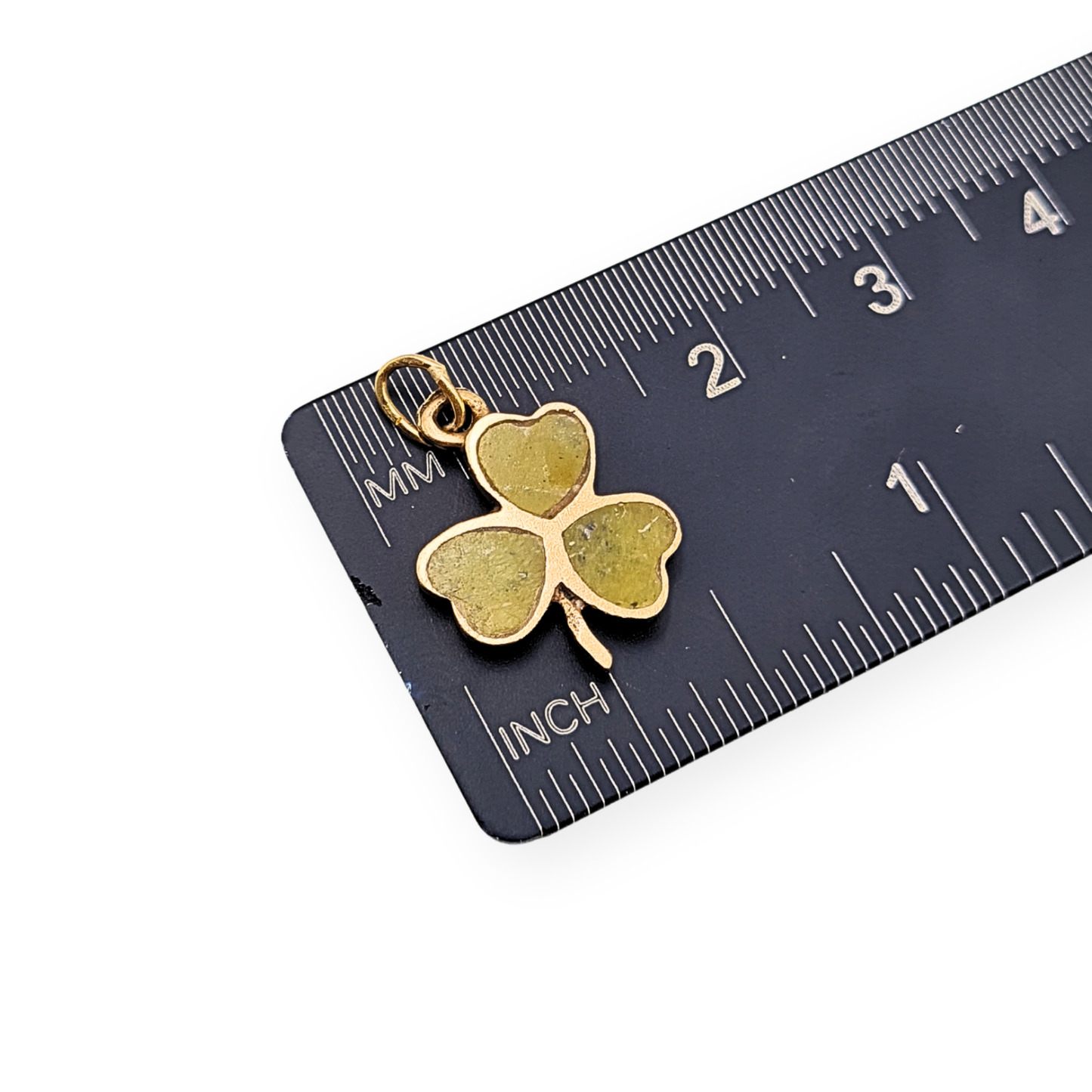 9ct Gold Clover Charm, Dublin 1965, Green Shamrock Pendant